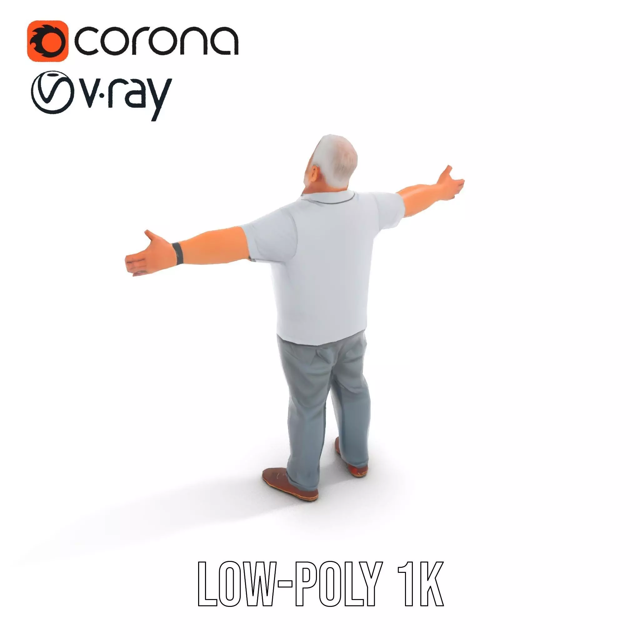 Casual Elderly Male model pack Low-poly 3D model_9