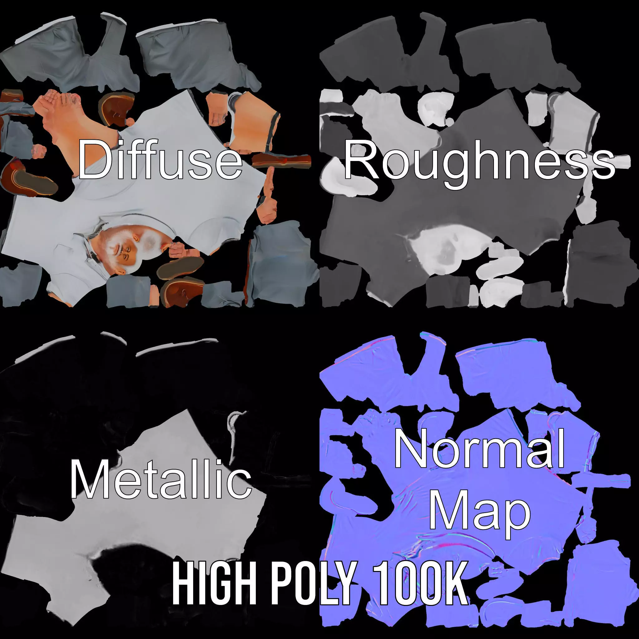 Casual Elderly Male model pack Low-poly 3D model_3