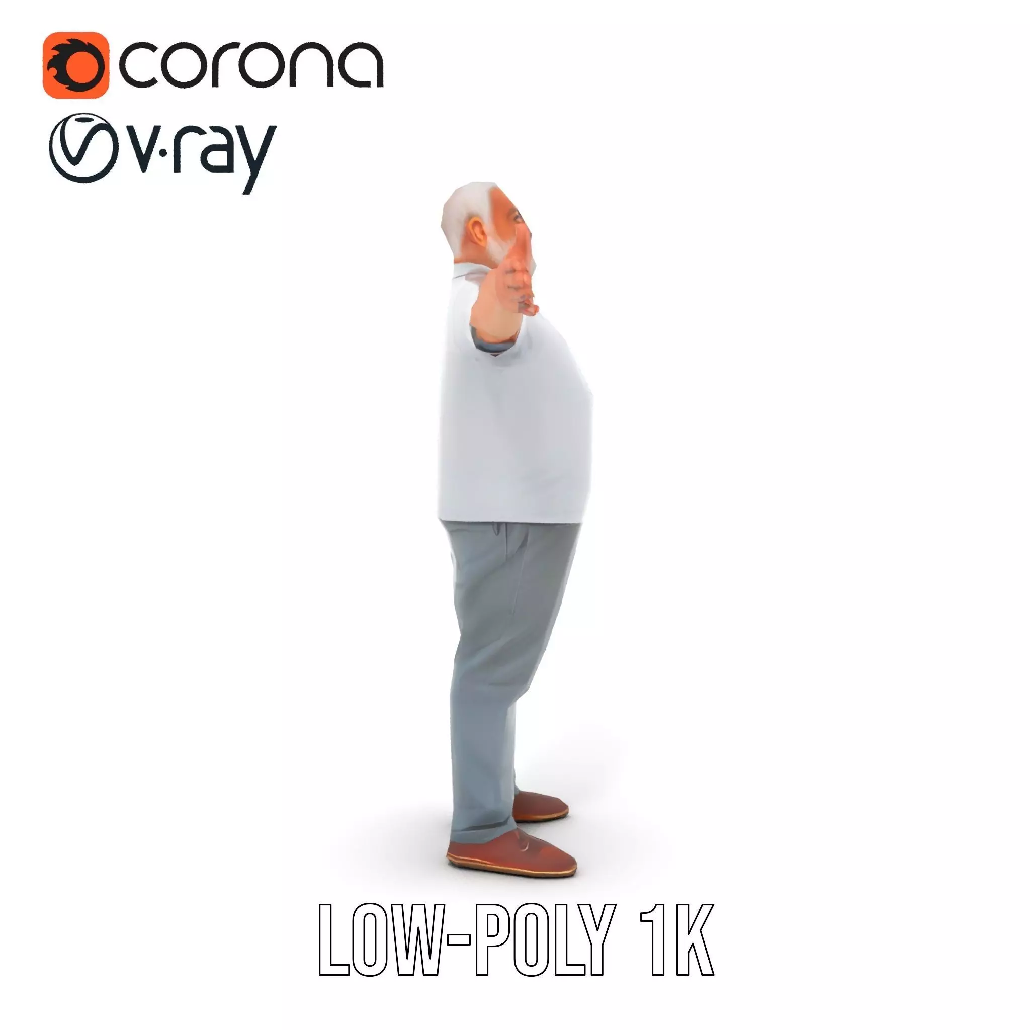 Casual Elderly Male model pack Low-poly 3D model_14