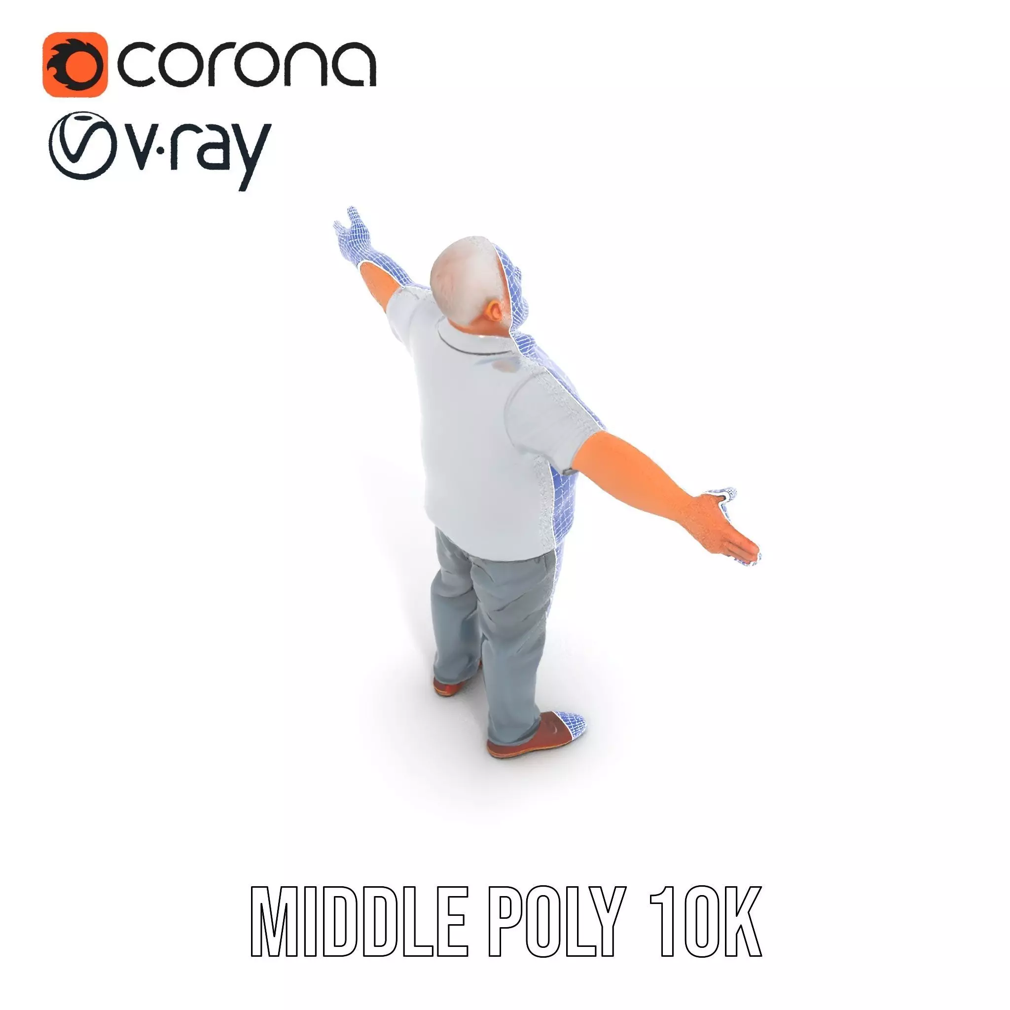 Casual Elderly Male model pack Low-poly 3D model_13