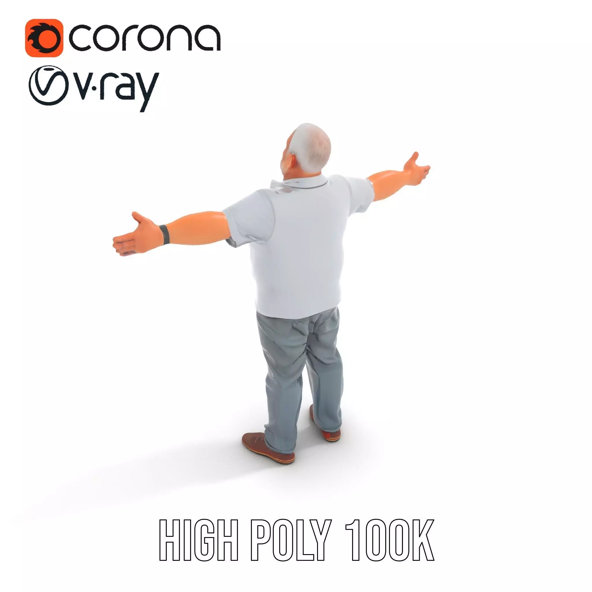 Casual Elderly Male model pack Low-poly 3D model_22