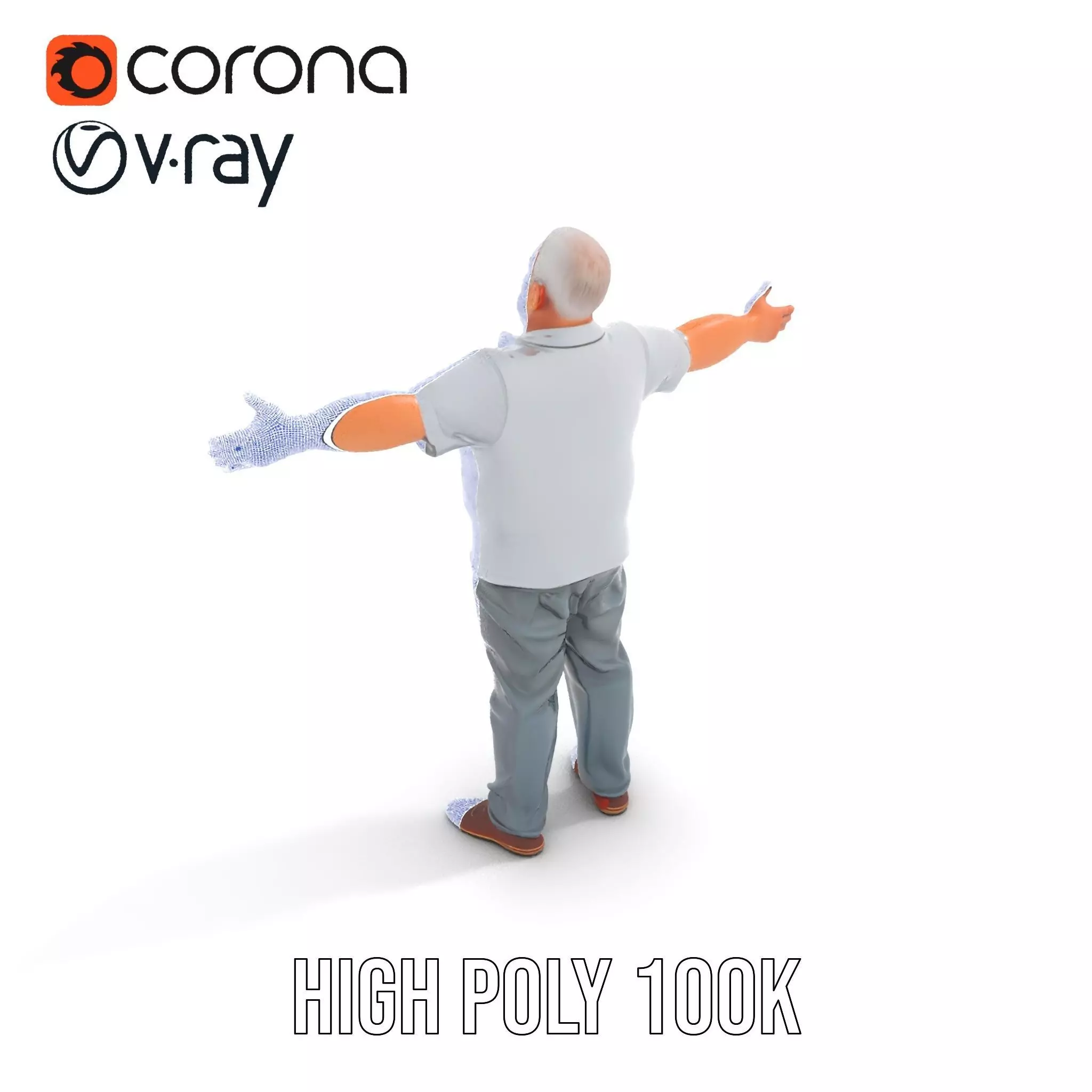 Casual Elderly Male model pack Low-poly 3D model_25