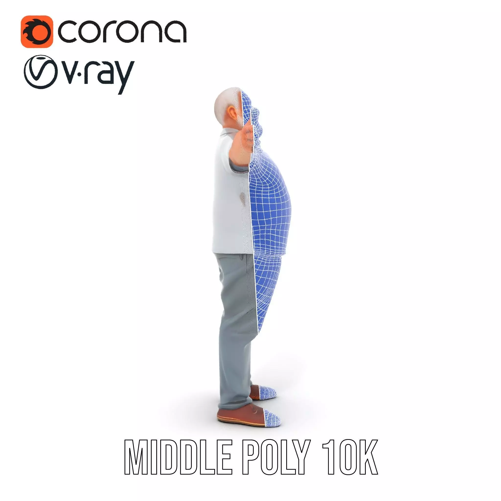 Casual Elderly Male model pack Low-poly 3D model_26