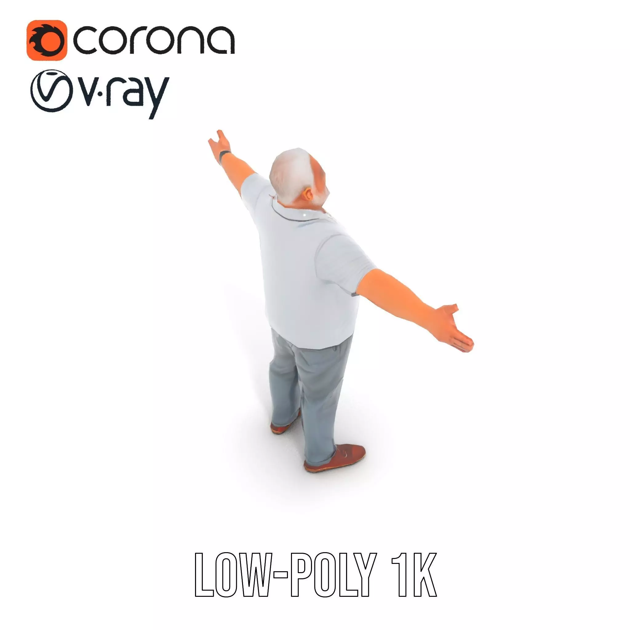 Casual Elderly Male model pack Low-poly 3D model_21