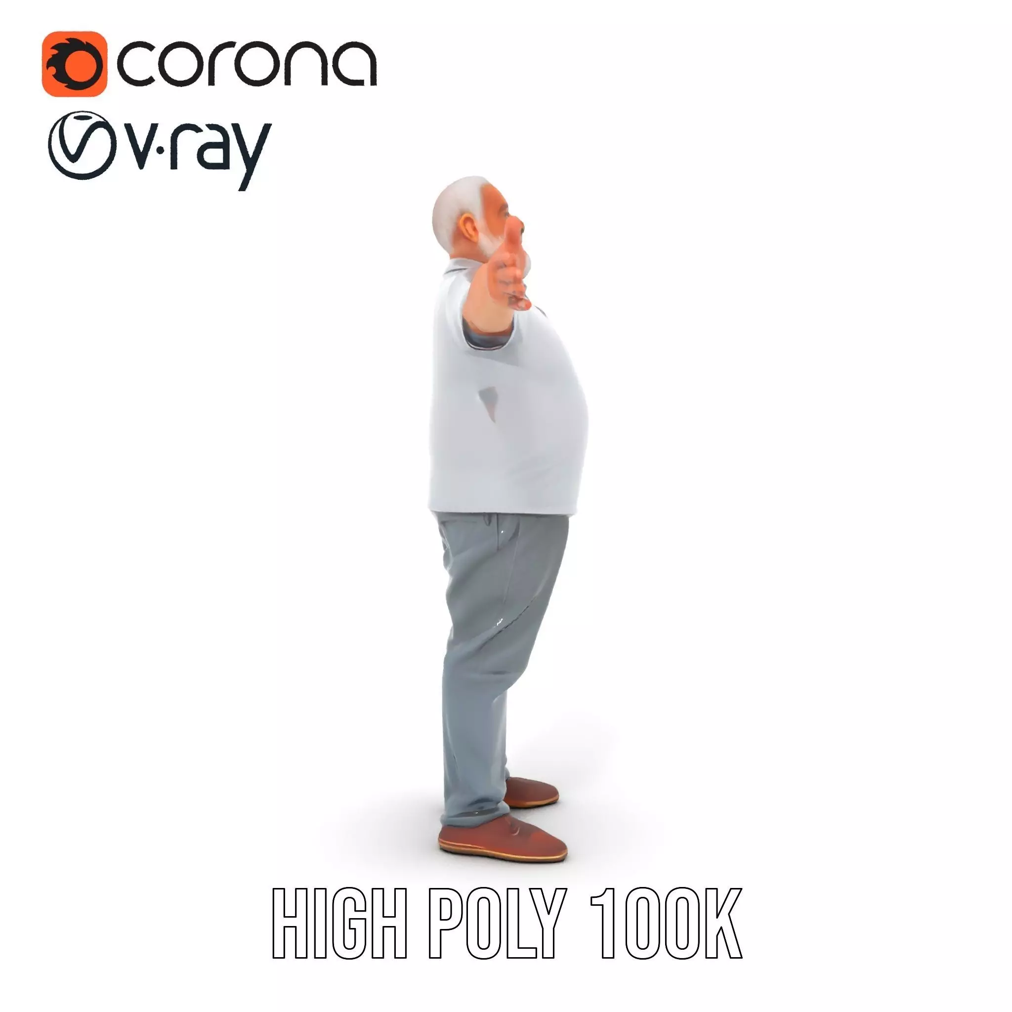 Casual Elderly Male model pack Low-poly 3D model_28