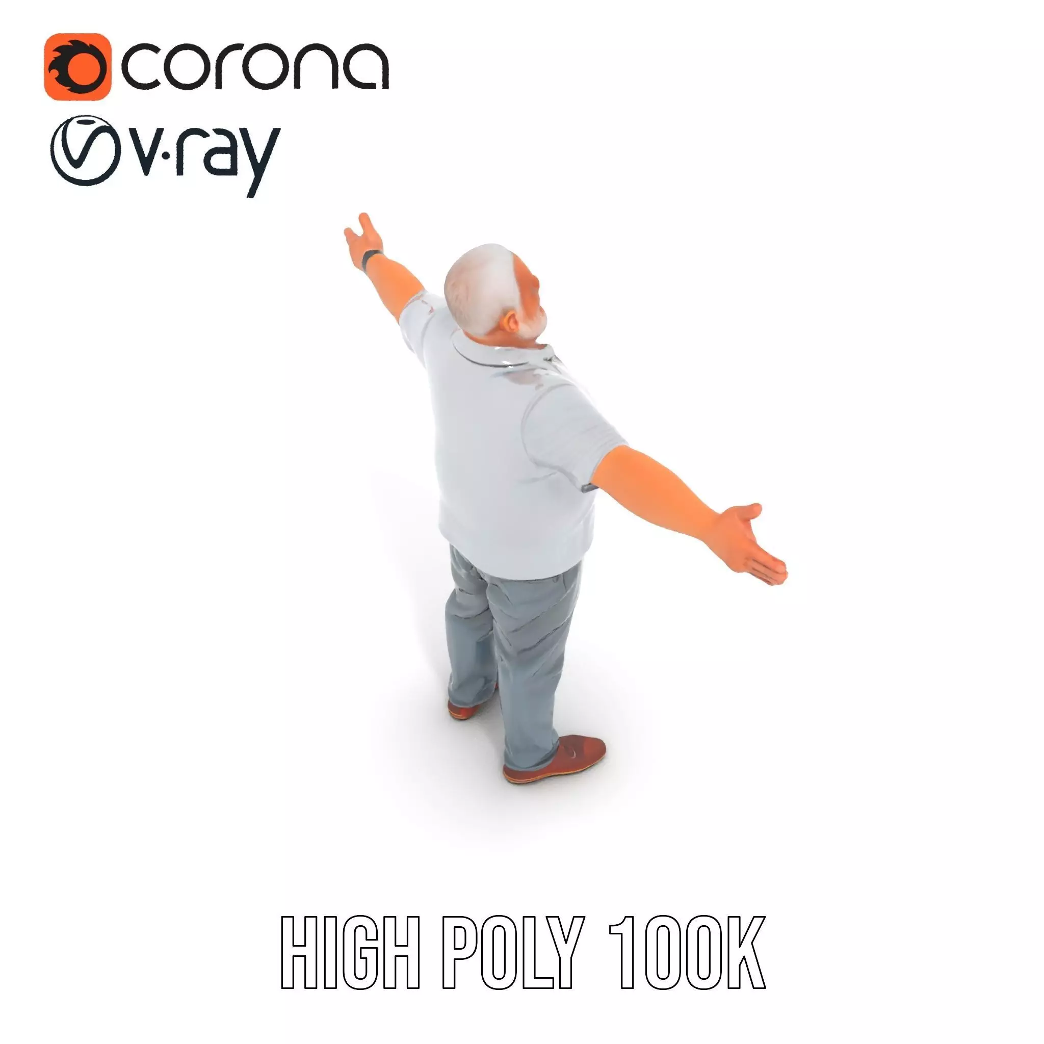 Casual Elderly Male model pack Low-poly 3D model_32