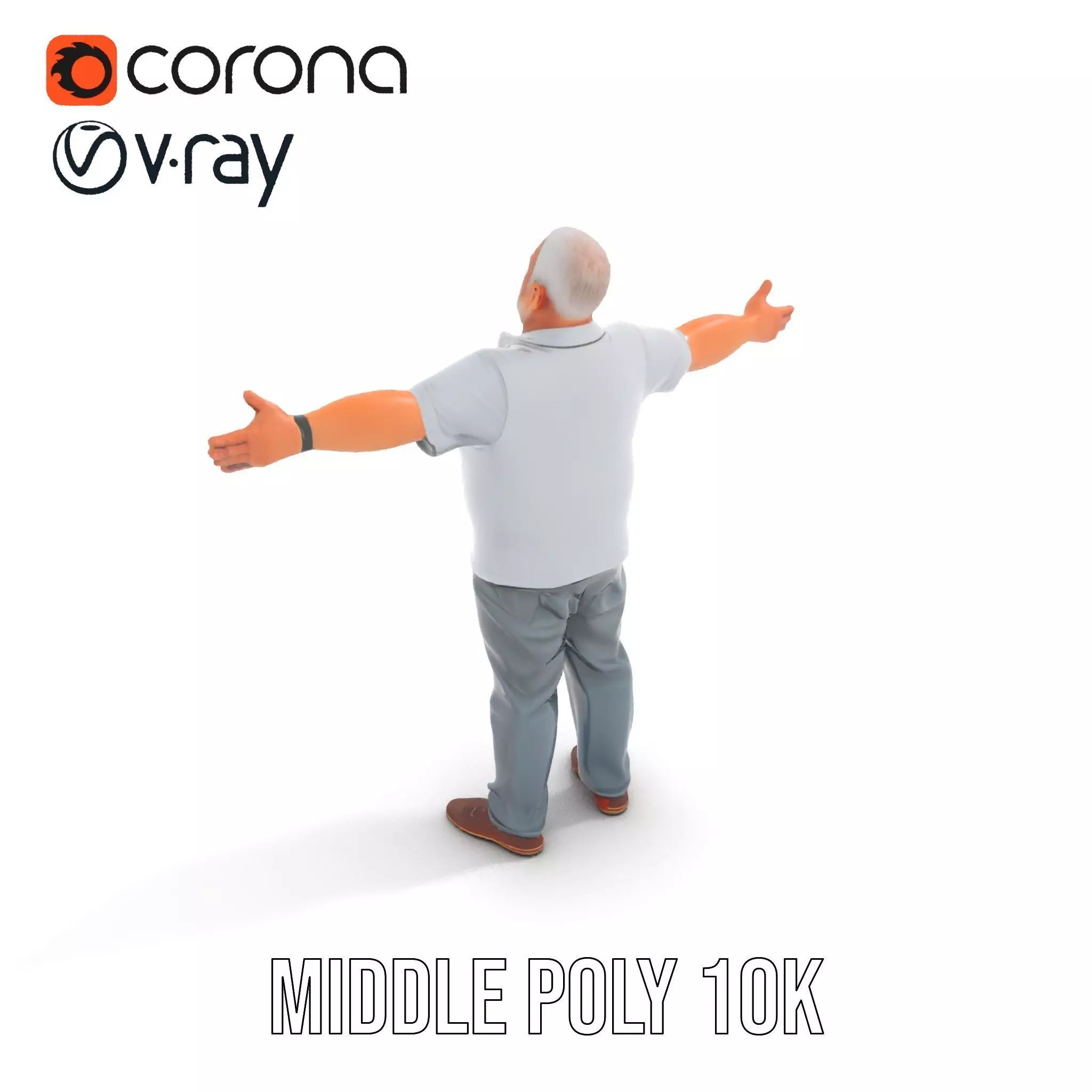 Casual Elderly Male model pack Low-poly 3D model_15