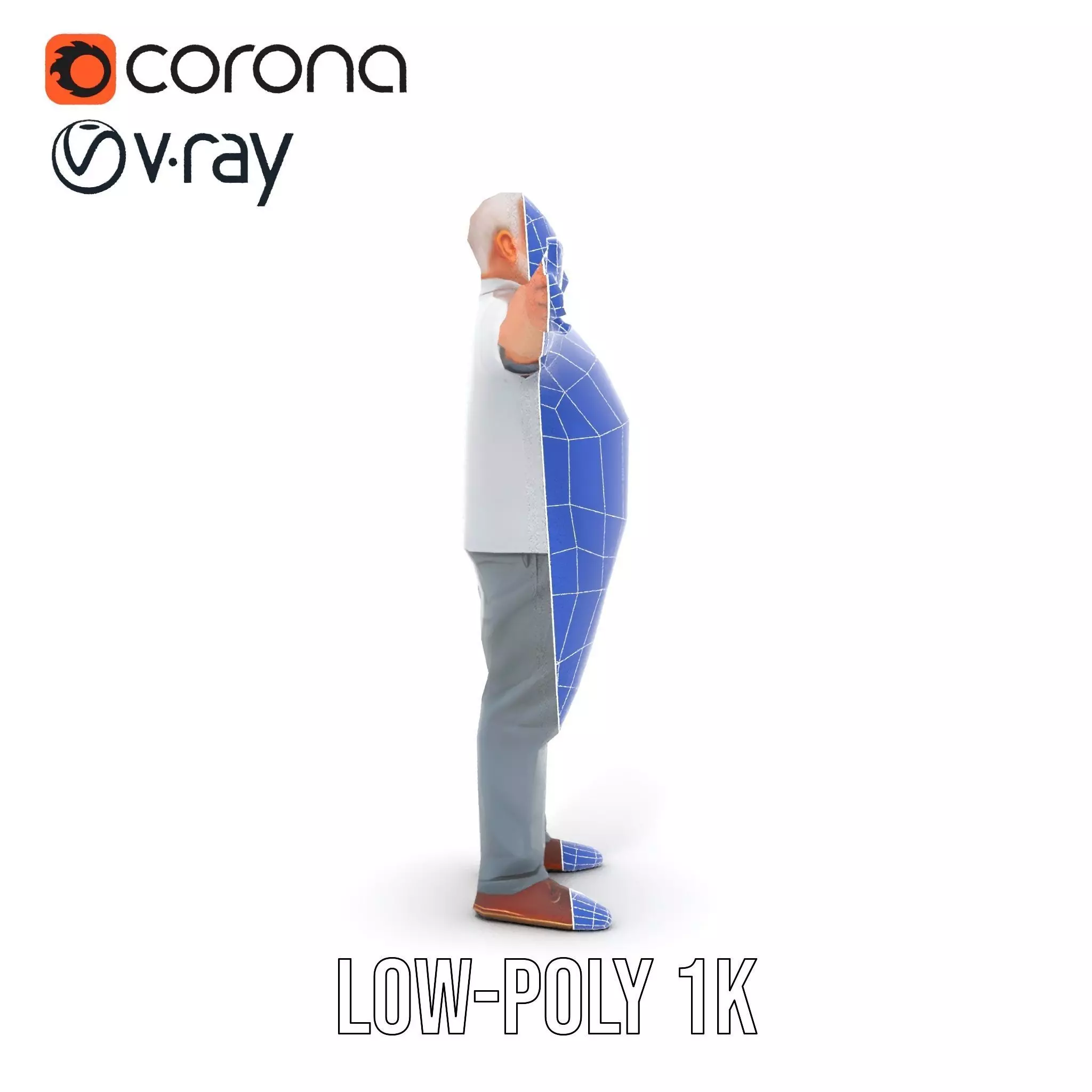 Casual Elderly Male model pack Low-poly 3D model_27