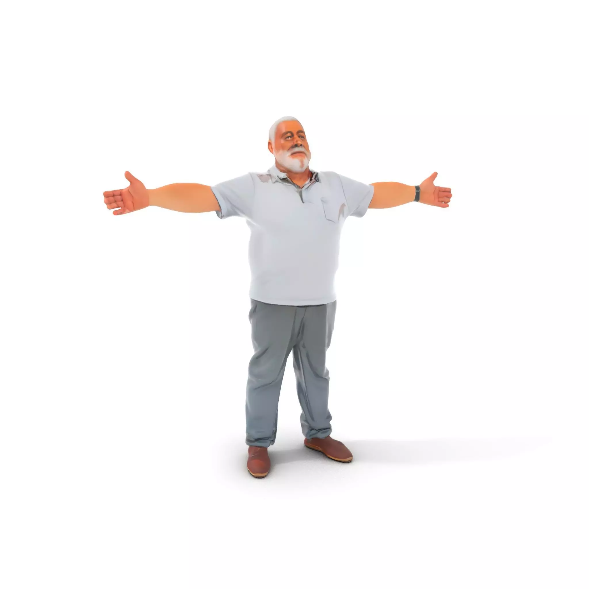 Casual Elderly Male model pack Low-poly 3D model_0