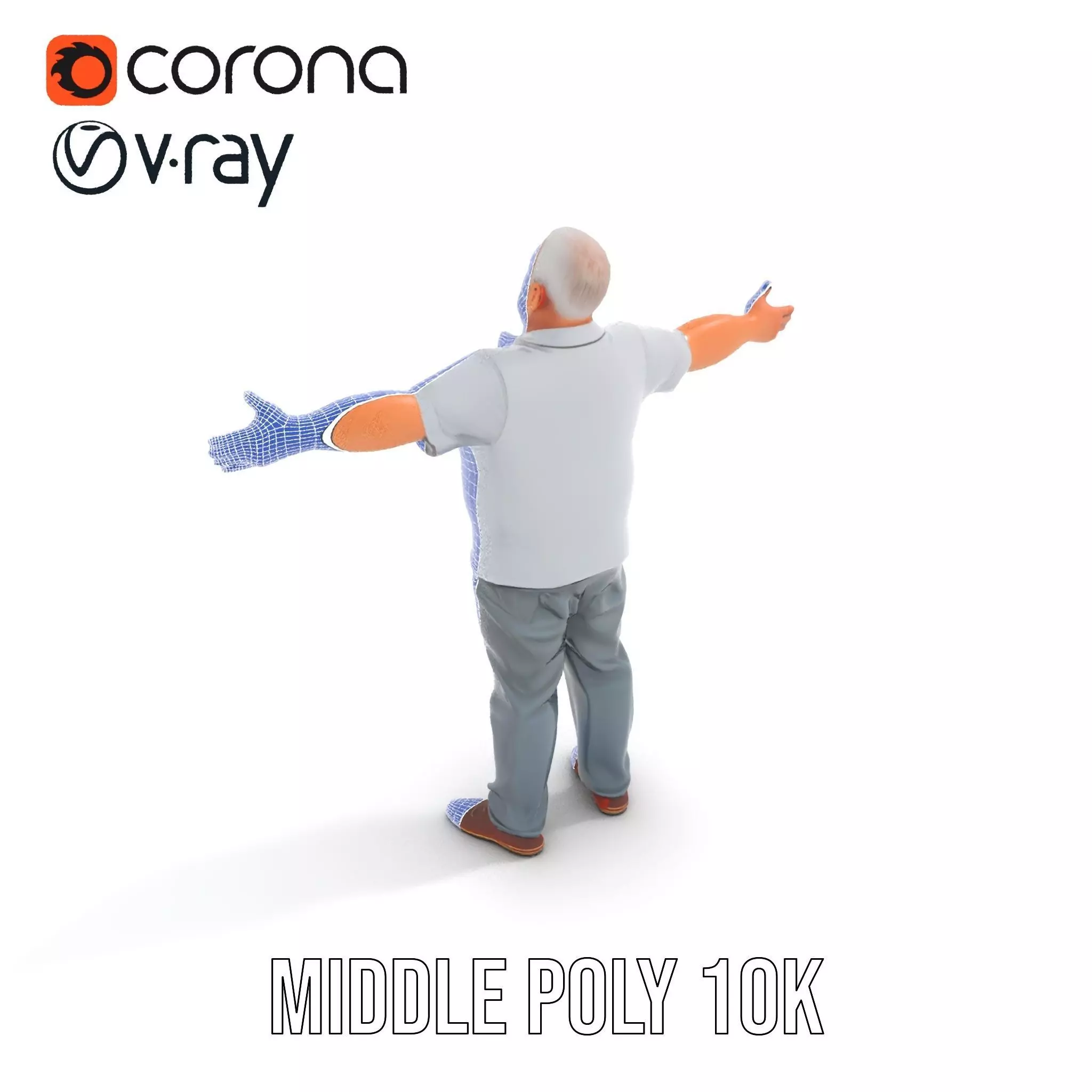 Casual Elderly Male model pack Low-poly 3D model_23