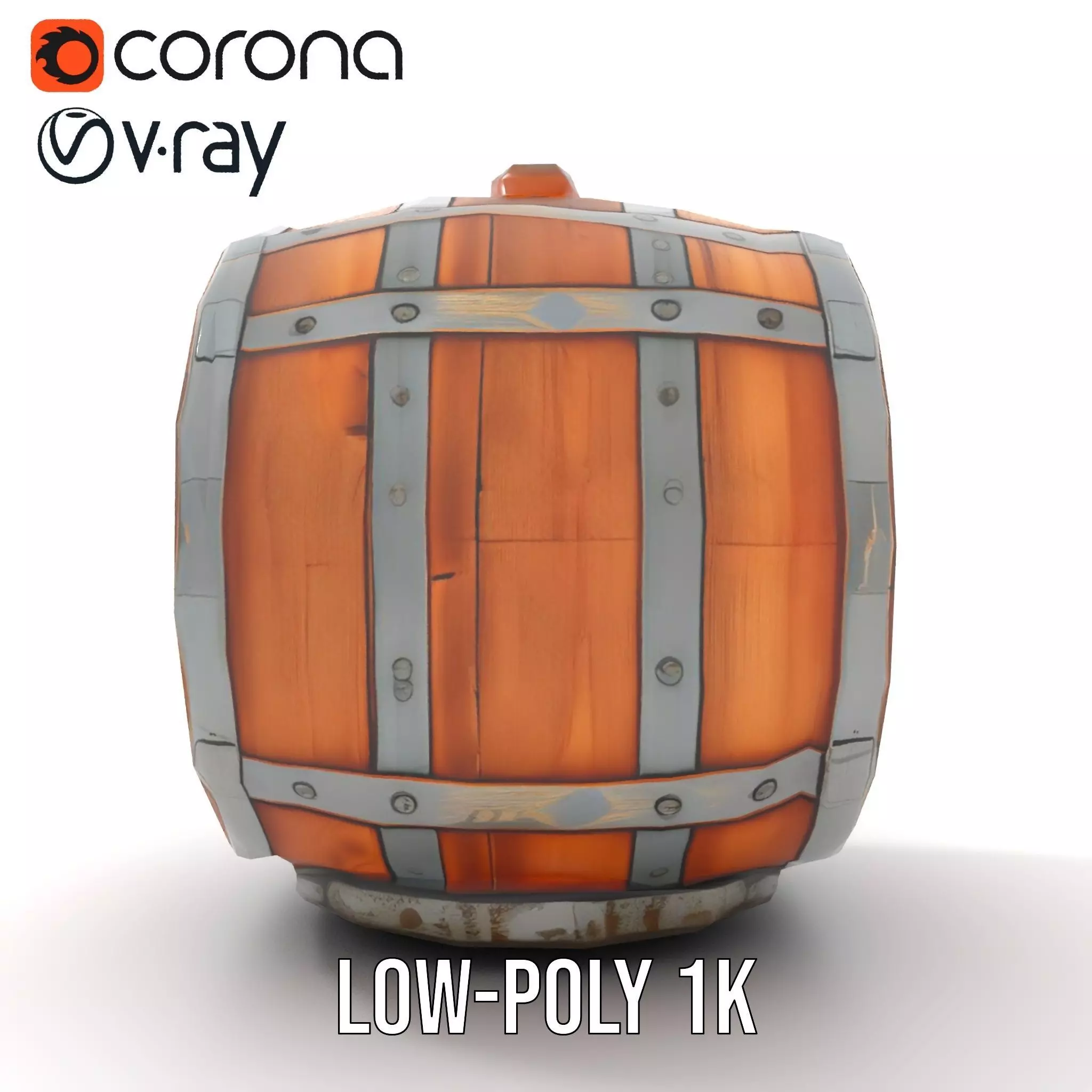Rustic Oak Barrel model pack Low-poly 3D model_12