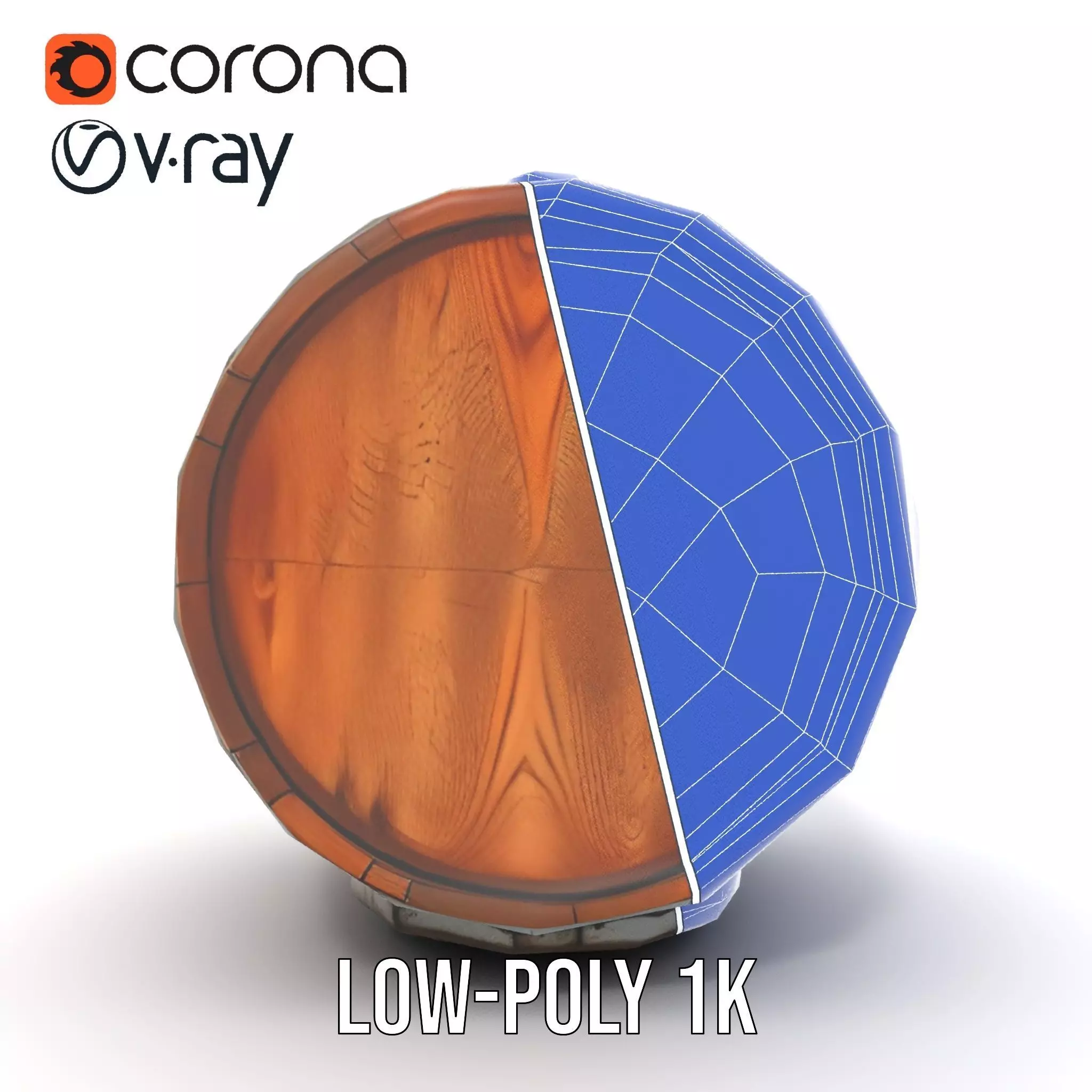 Rustic Oak Barrel model pack Low-poly 3D model_18