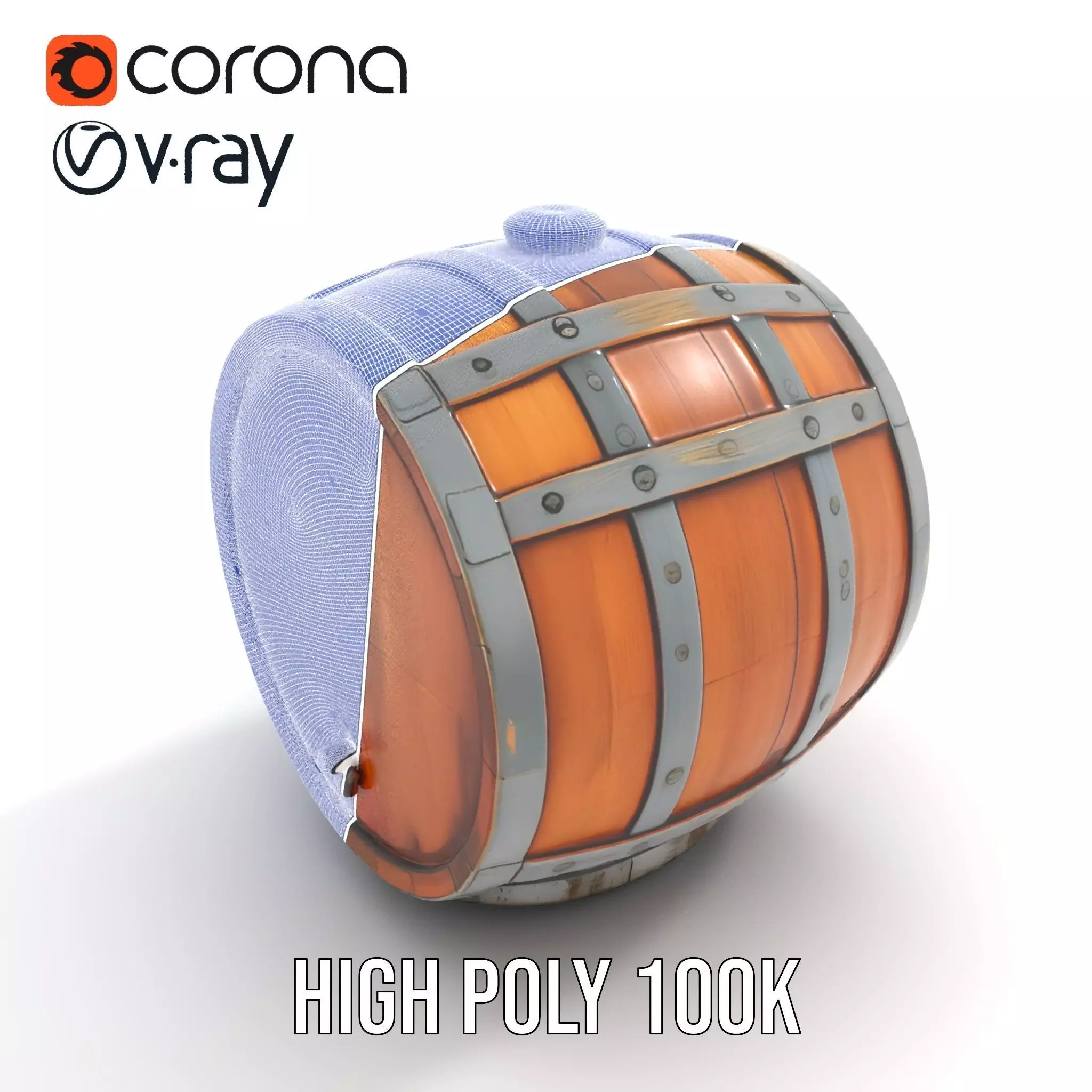 Rustic Oak Barrel model pack Low-poly 3D model_32