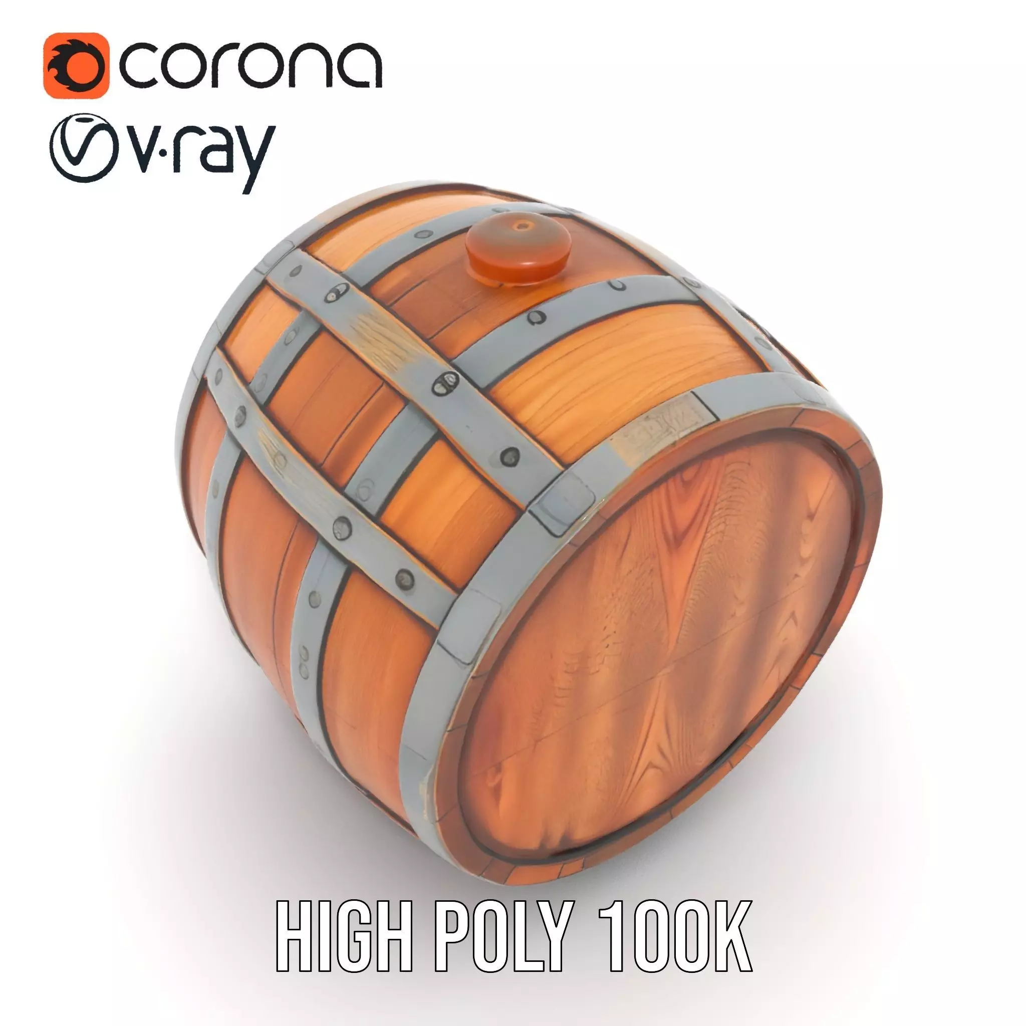 Rustic Oak Barrel model pack Low-poly 3D model_22