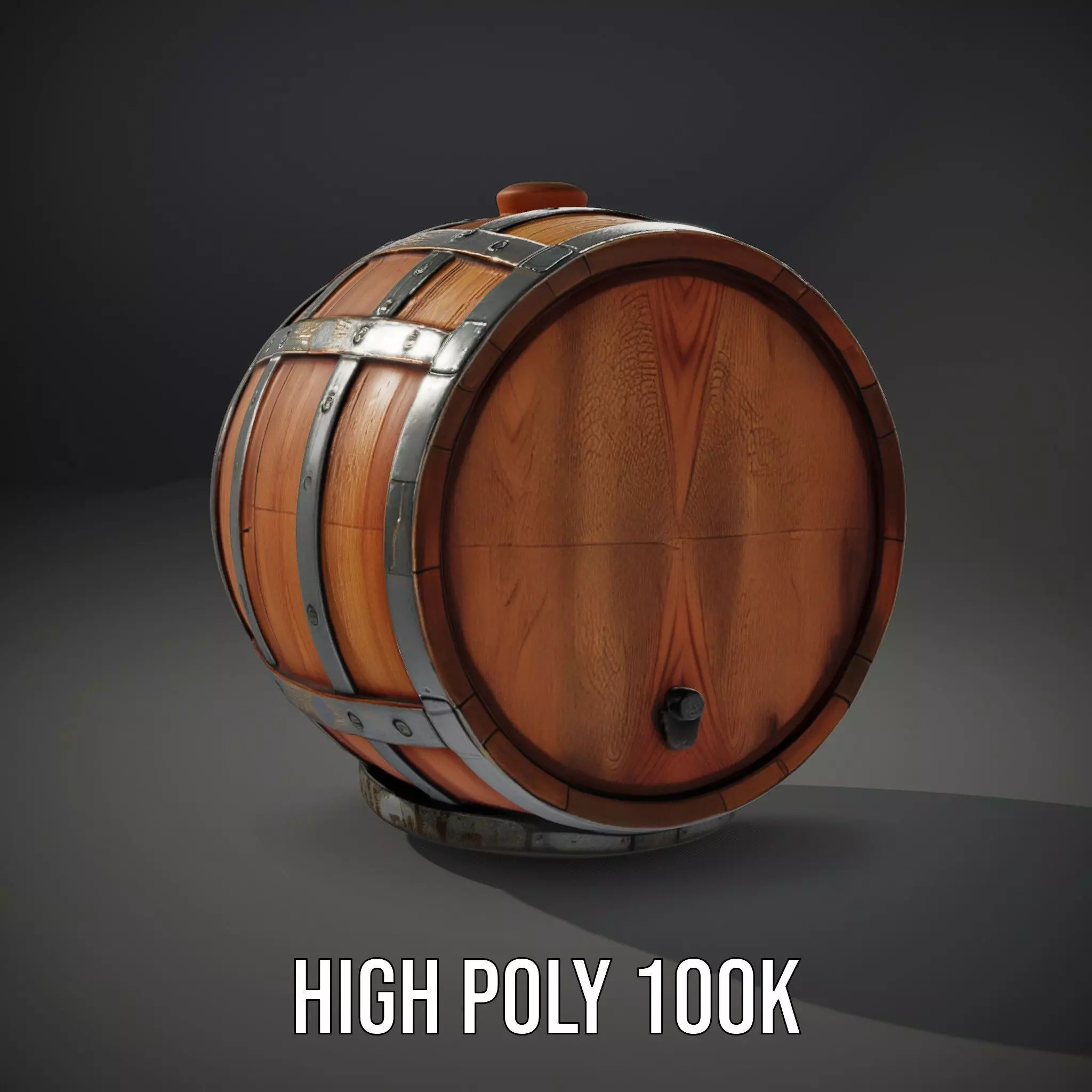 Rustic Oak Barrel model pack Low-poly 3D model_8