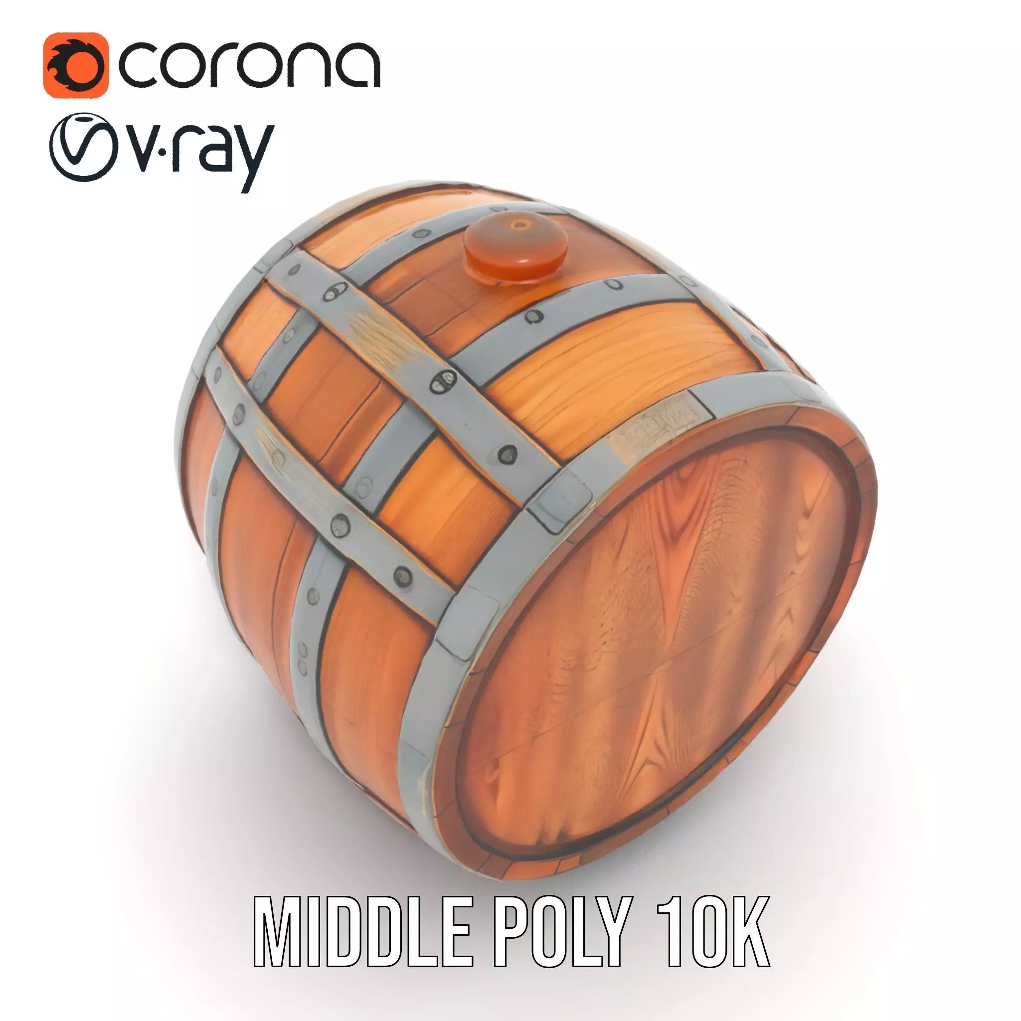 Rustic Oak Barrel model pack Low-poly 3D model_11