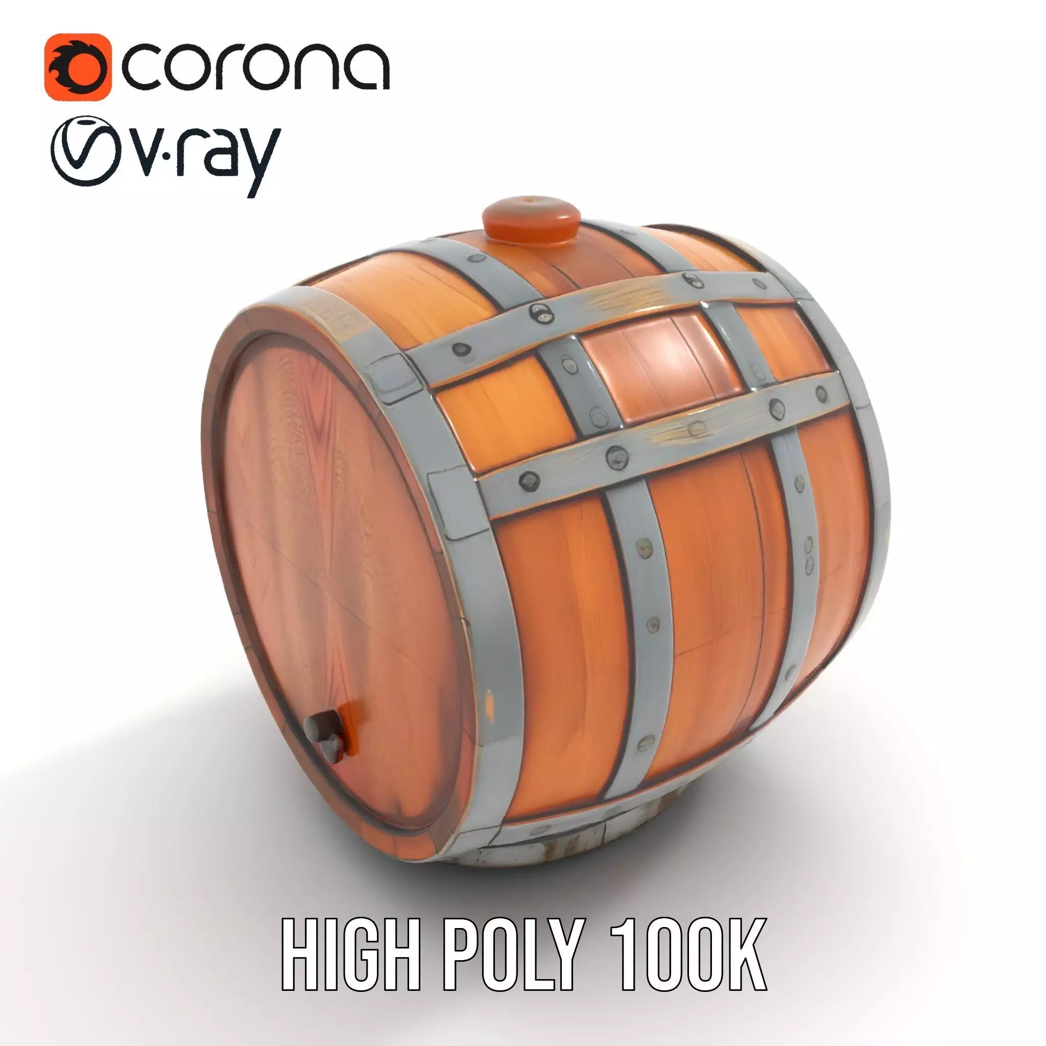Rustic Oak Barrel model pack Low-poly 3D model_19