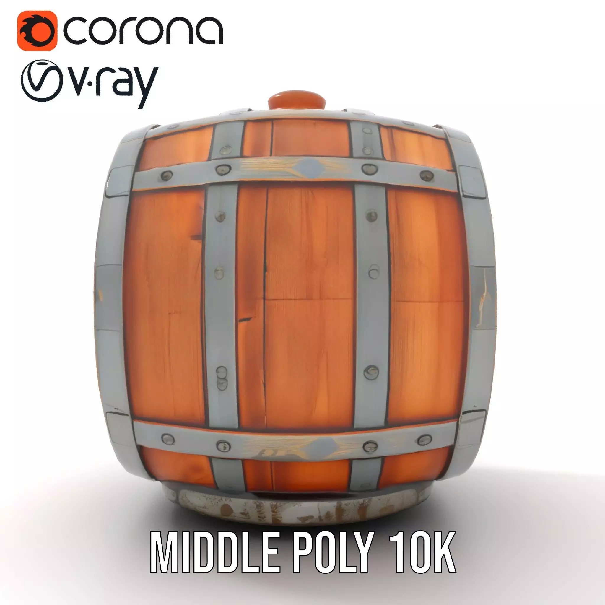 Rustic Oak Barrel model pack Low-poly 3D model_20