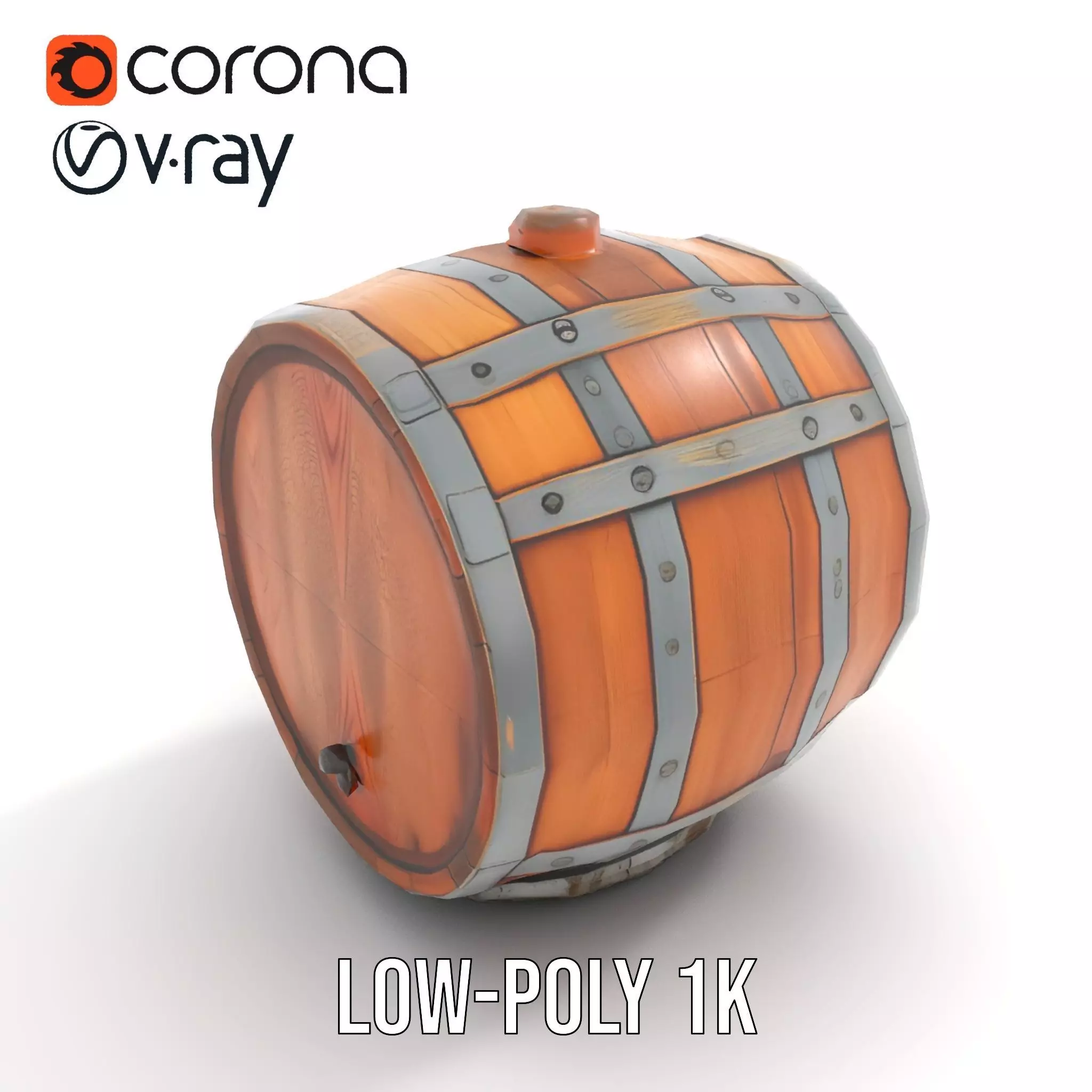 Rustic Oak Barrel model pack Low-poly 3D model_14