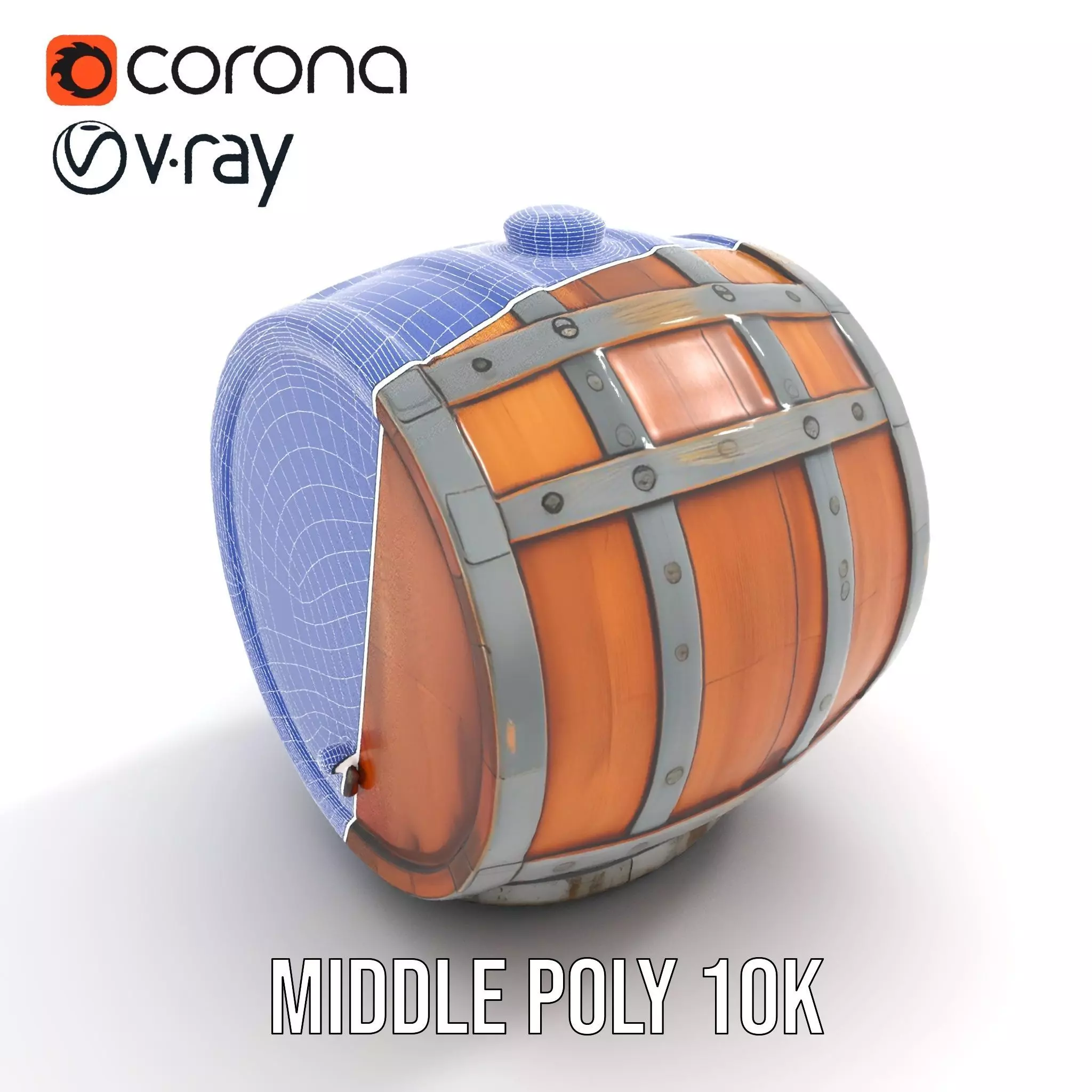 Rustic Oak Barrel model pack Low-poly 3D model_6