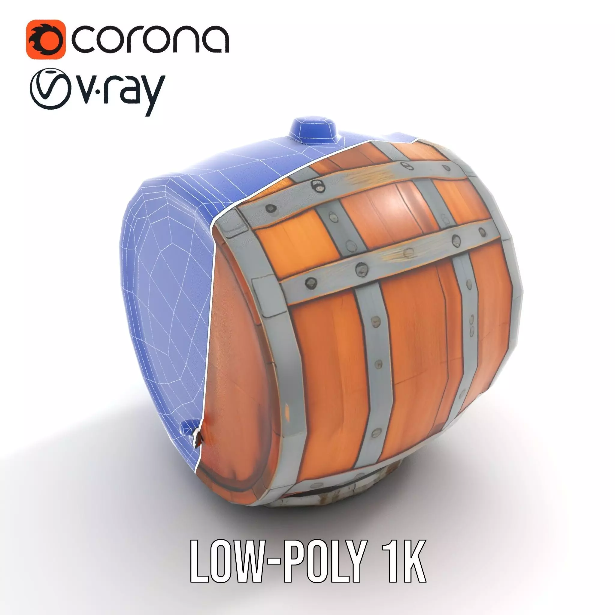 Rustic Oak Barrel model pack Low-poly 3D model_27