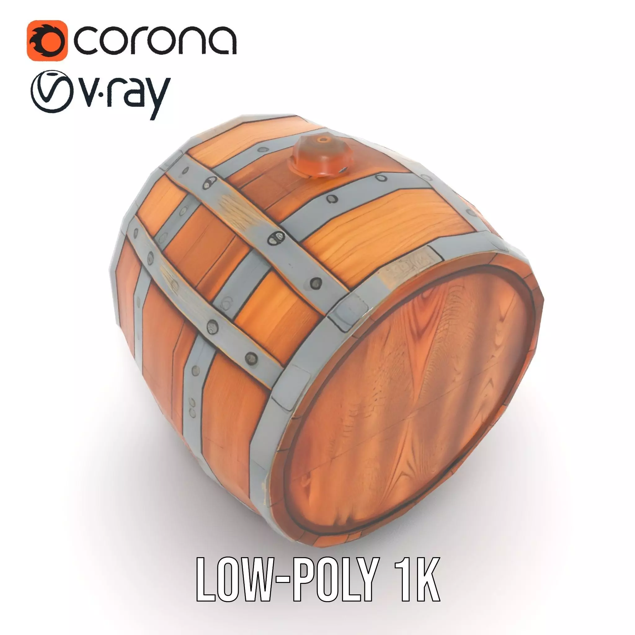 Rustic Oak Barrel model pack Low-poly 3D model_9