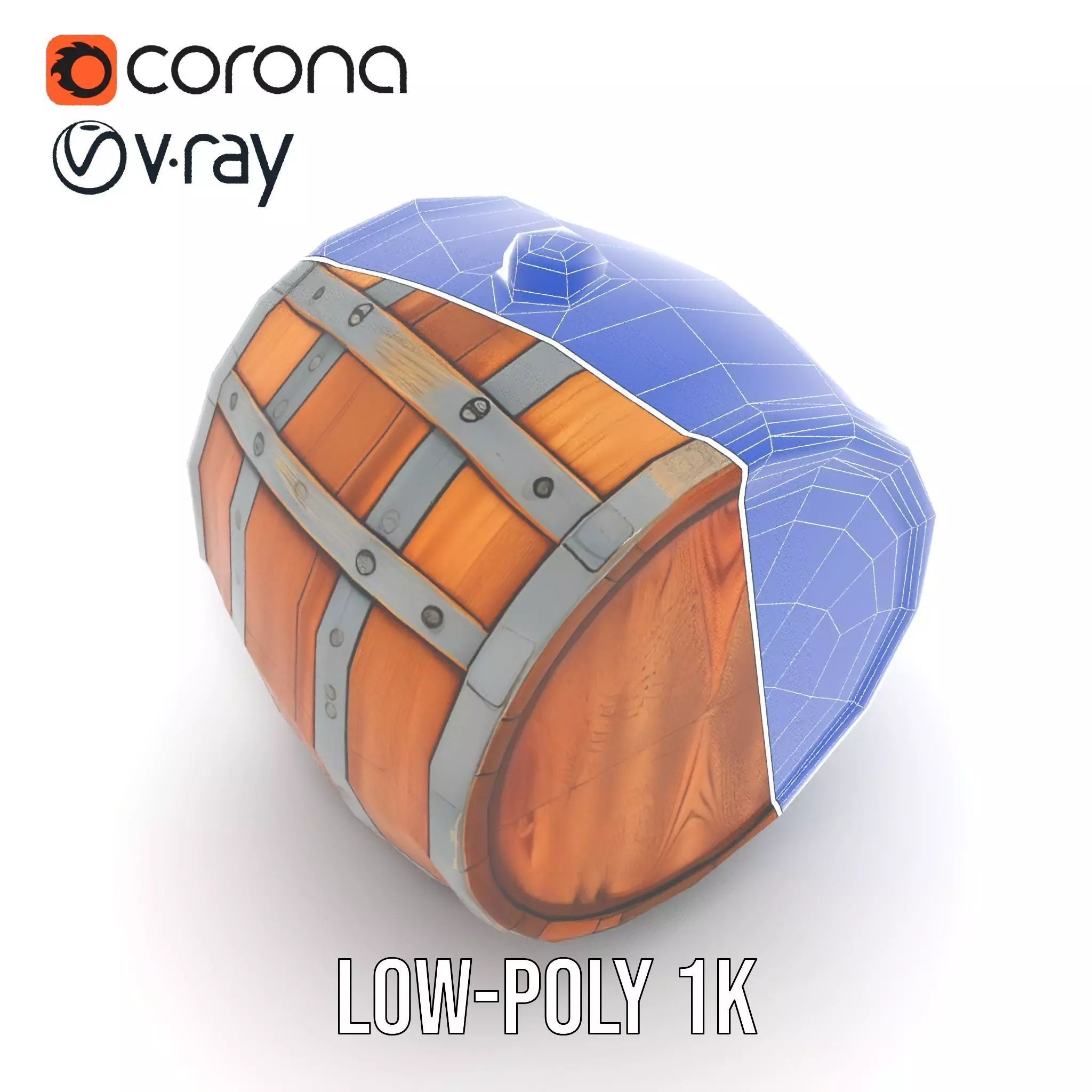 Rustic Oak Barrel model pack Low-poly 3D model_24