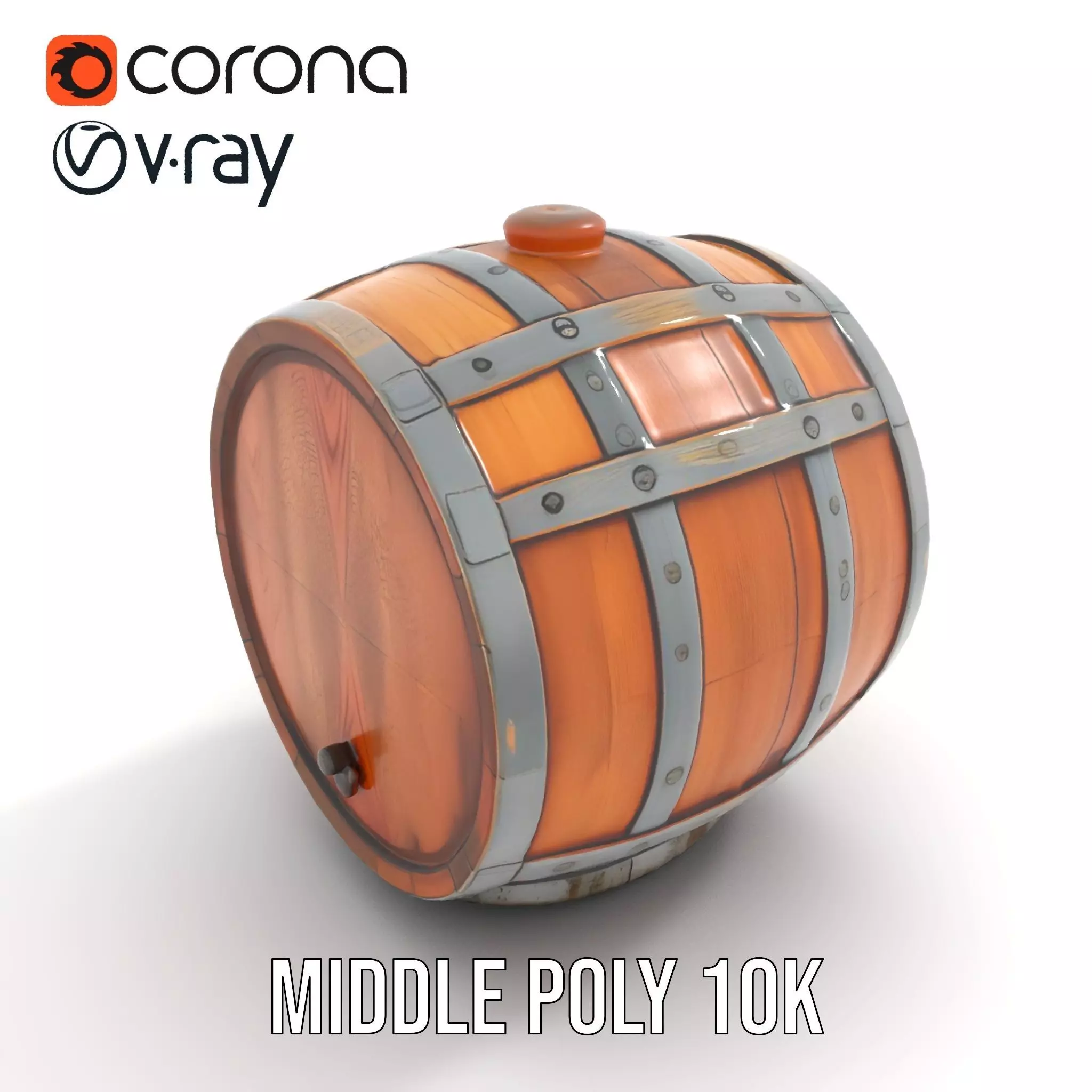 Rustic Oak Barrel model pack Low-poly 3D model_13