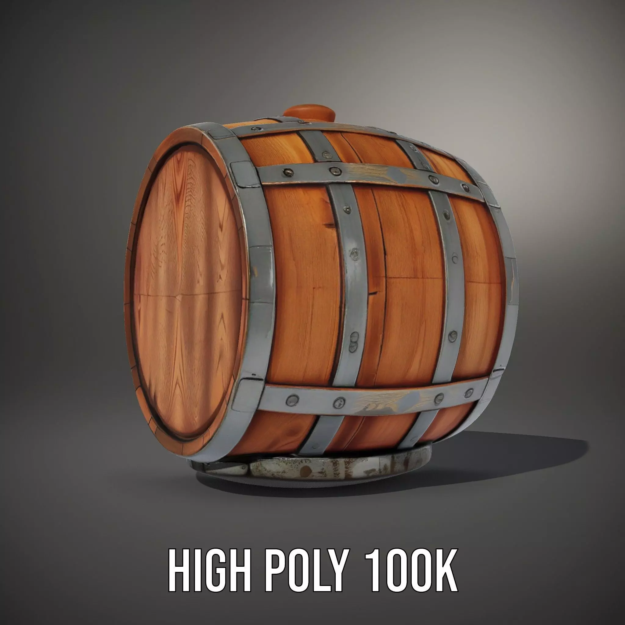 Rustic Oak Barrel model pack Low-poly 3D model_10
