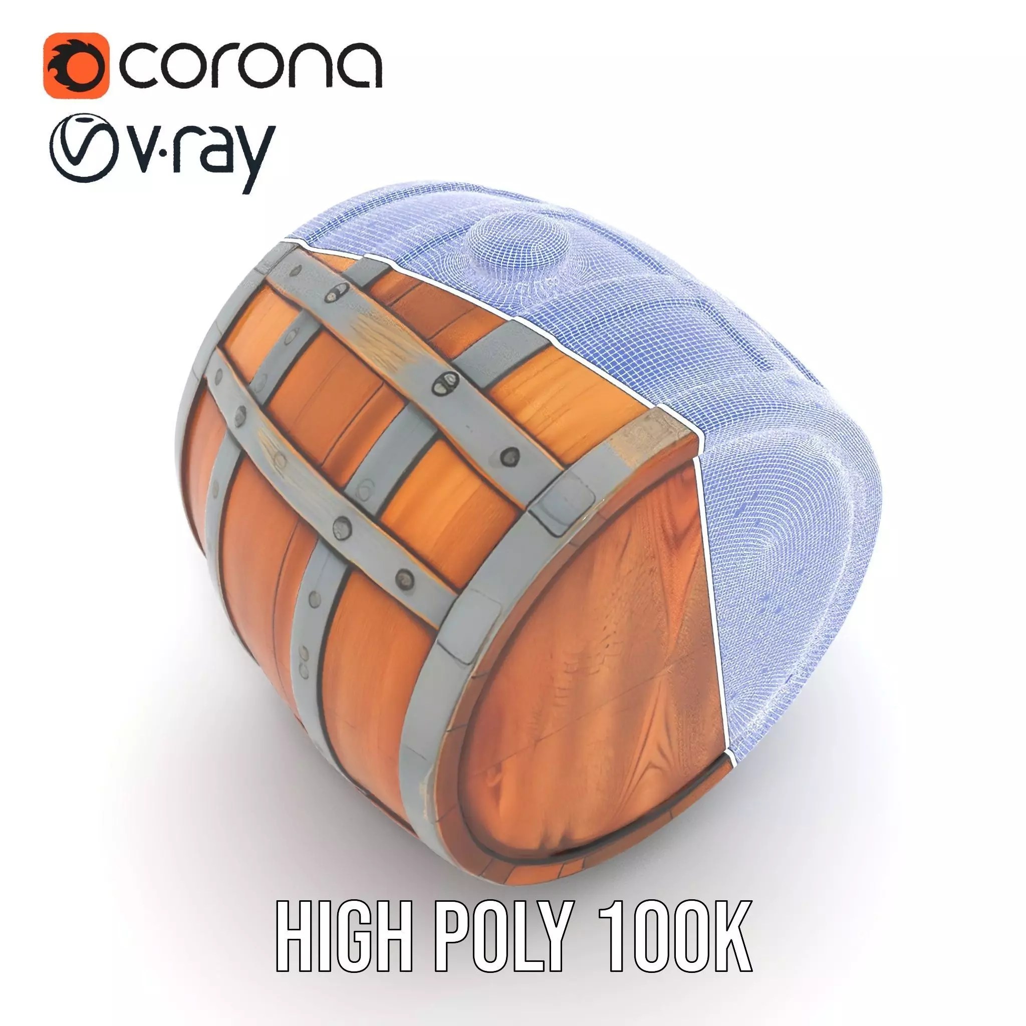 Rustic Oak Barrel model pack Low-poly 3D model_28