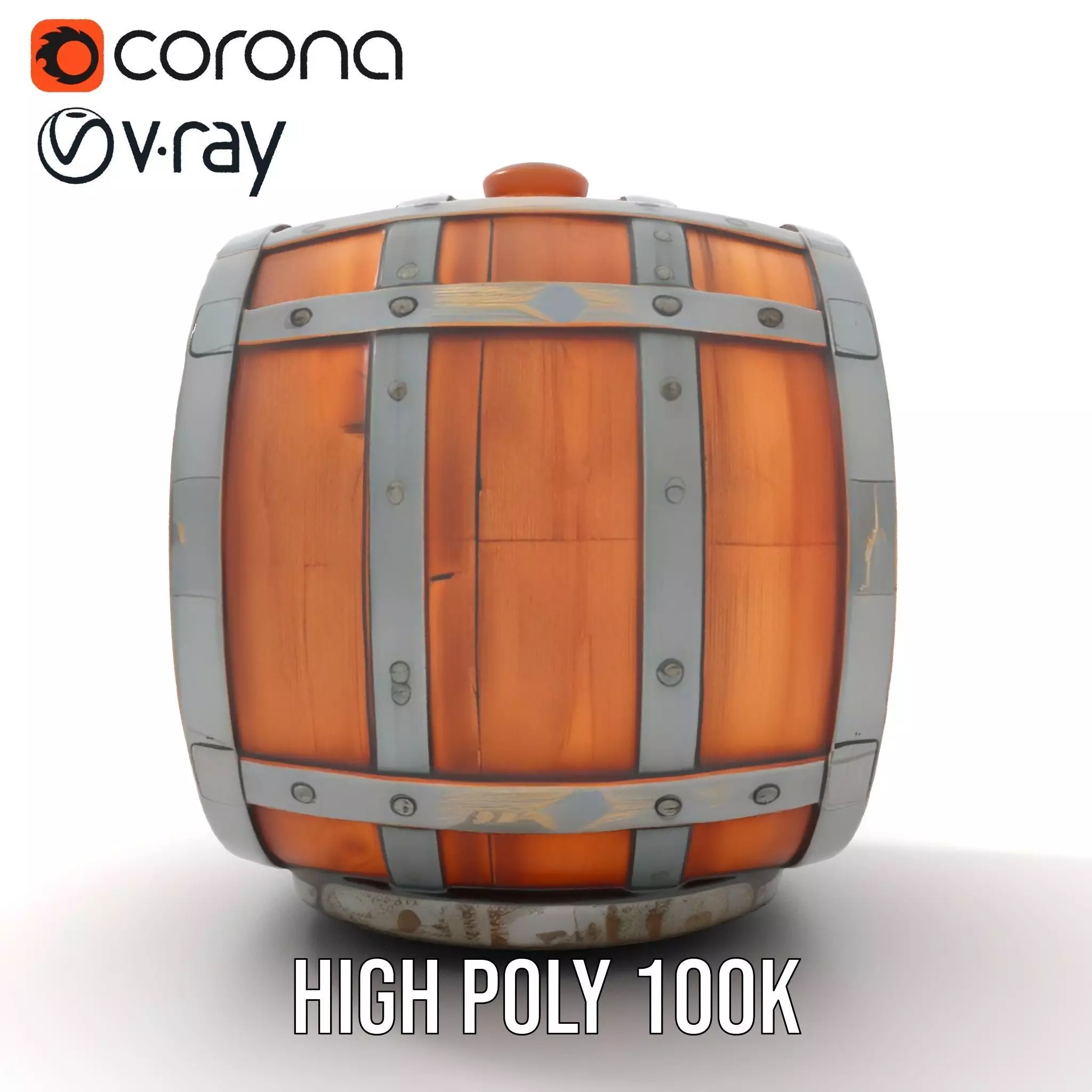 Rustic Oak Barrel model pack Low-poly 3D model_25