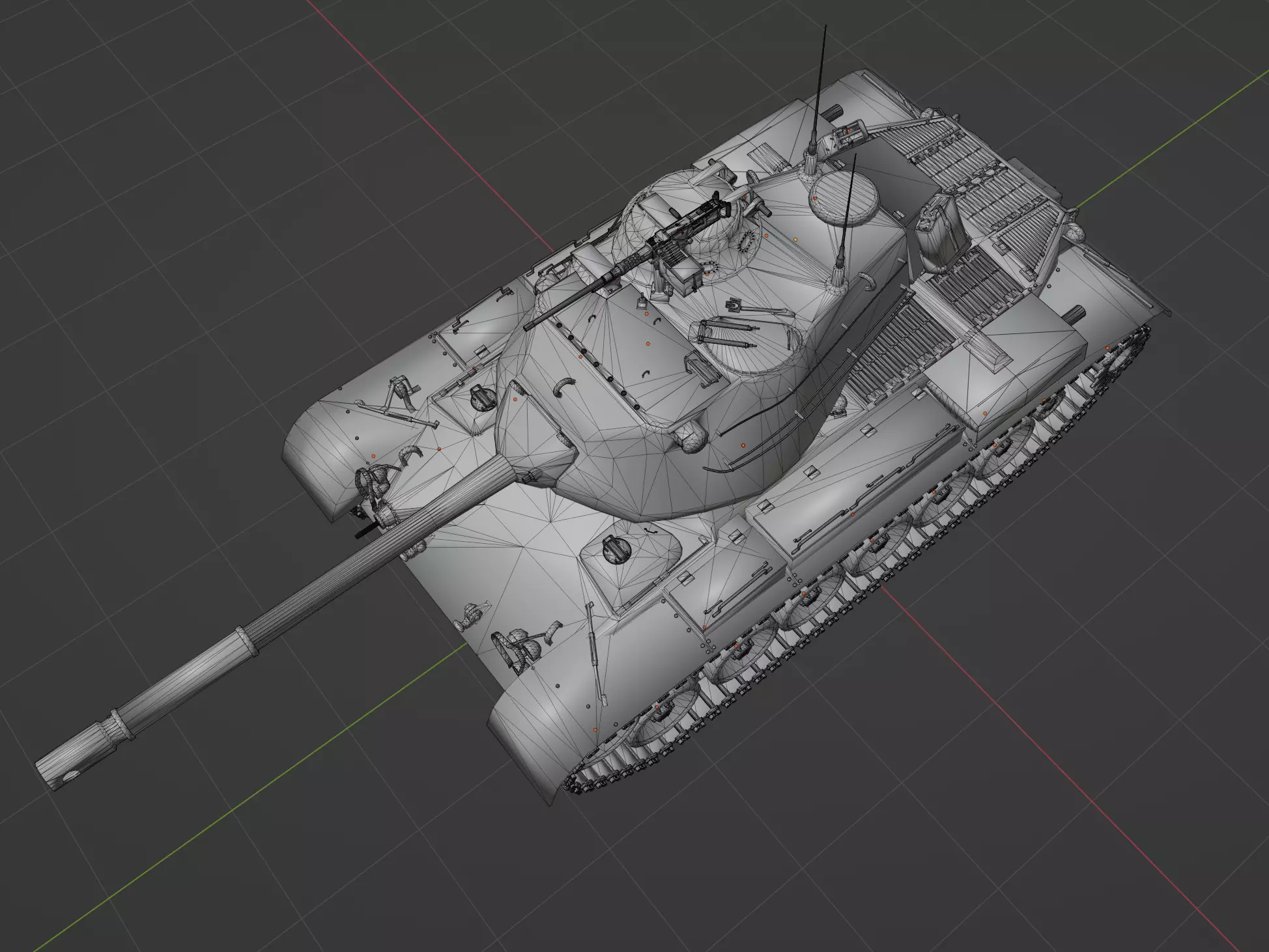 M47 Patton Low-poly 3D model_10