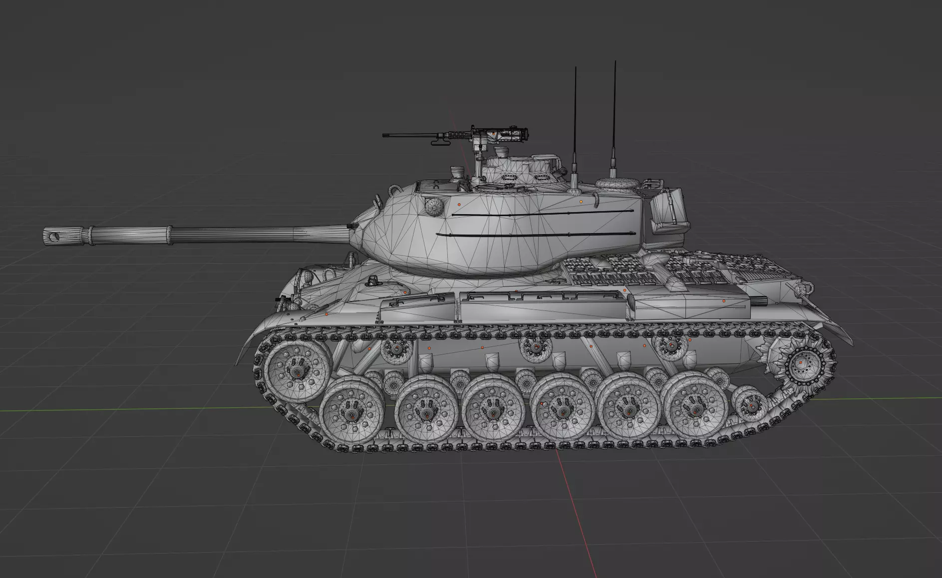 M47 Patton Low-poly 3D model_11