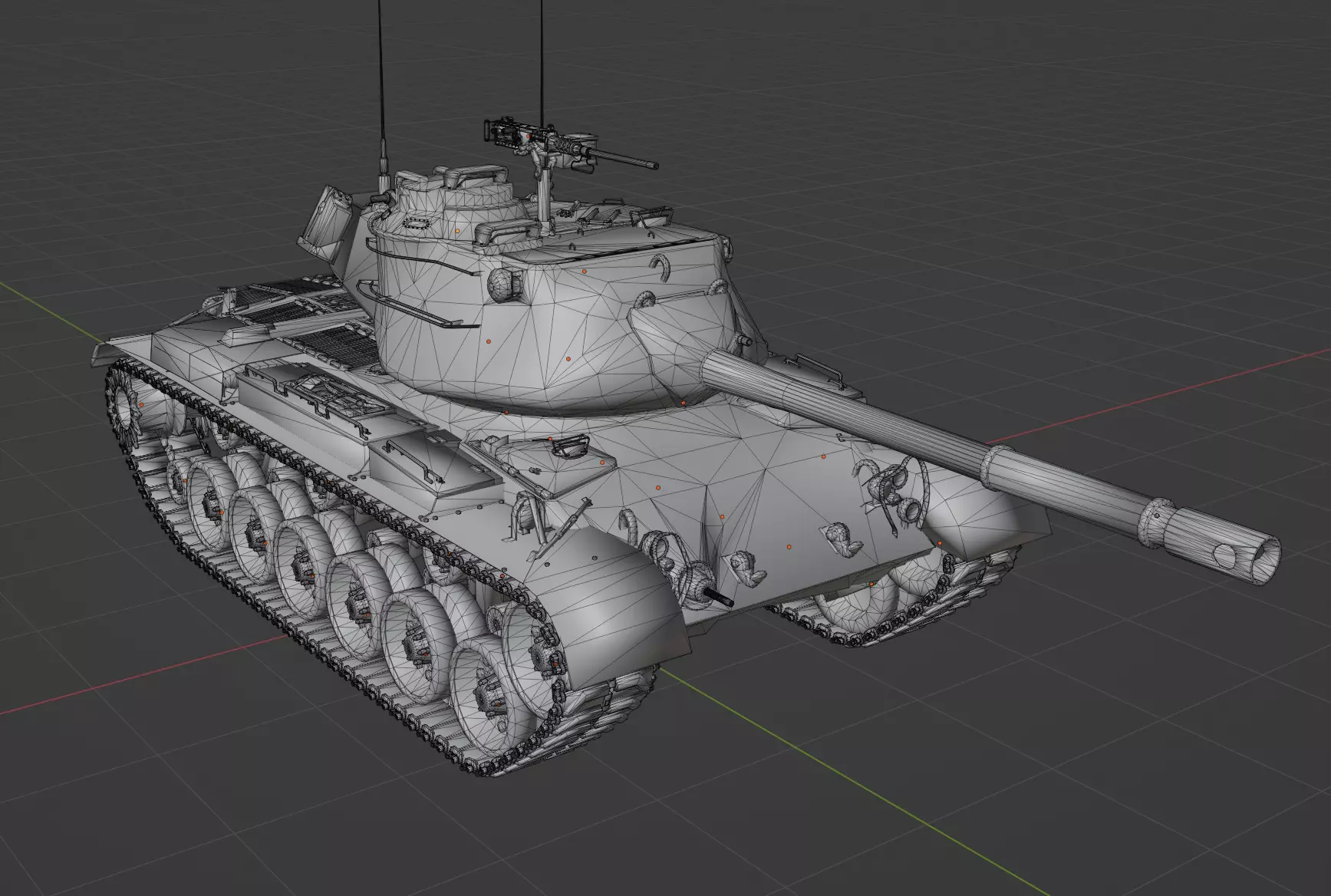 M47 Patton Low-poly 3D model_8
