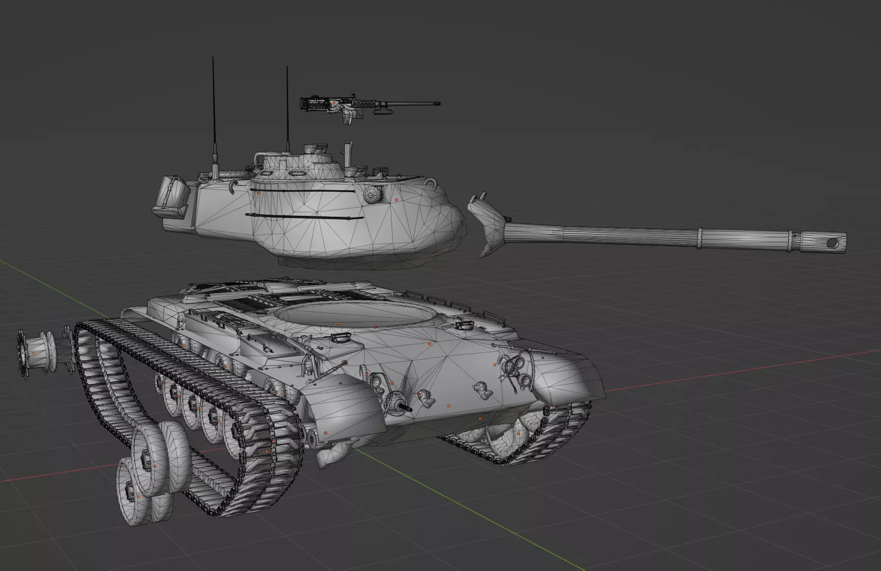 M47 Patton Low-poly 3D model_4