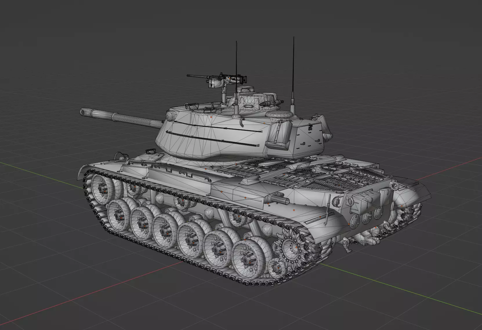 M47 Patton Low-poly 3D model_12