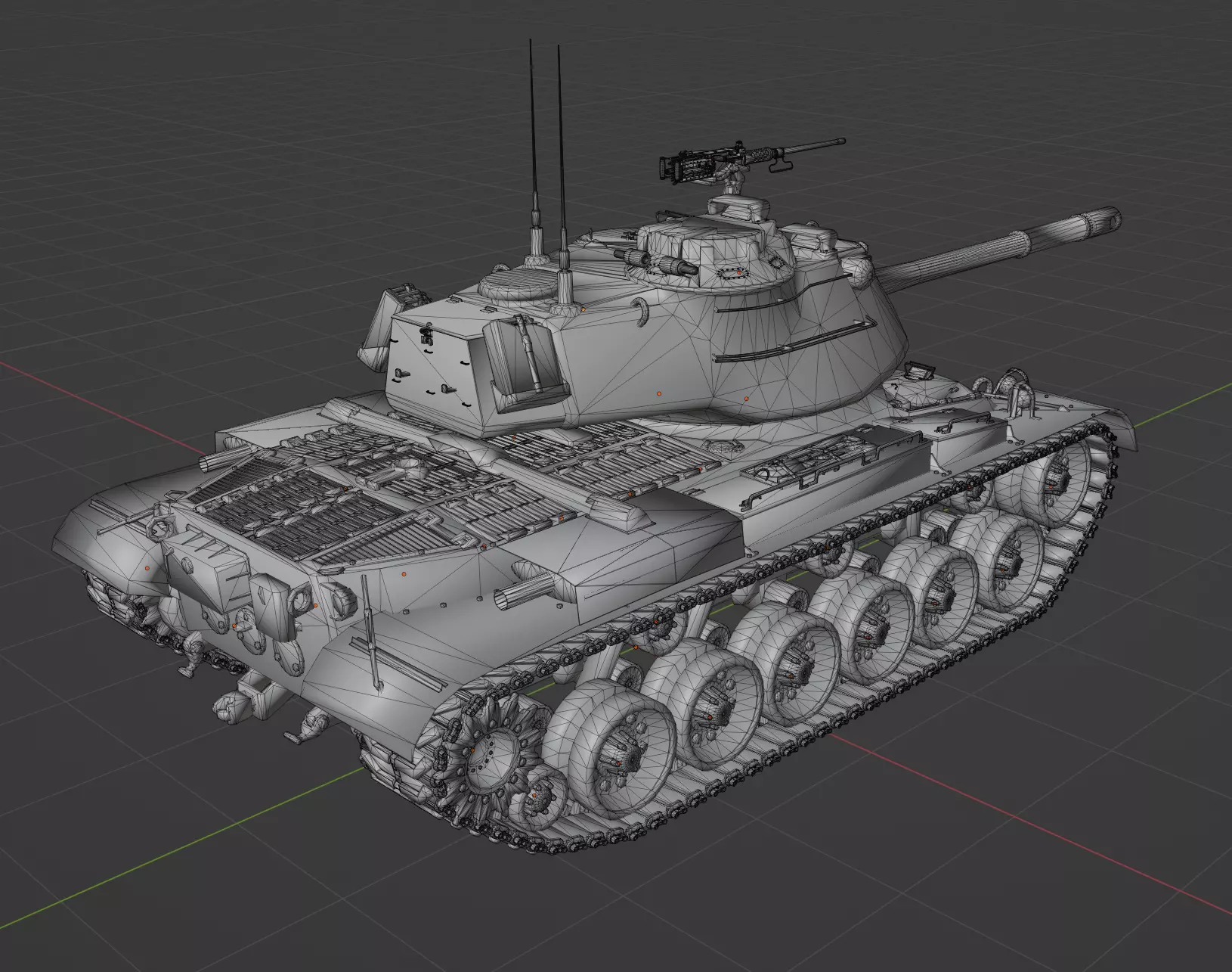 M47 Patton Low-poly 3D model_6