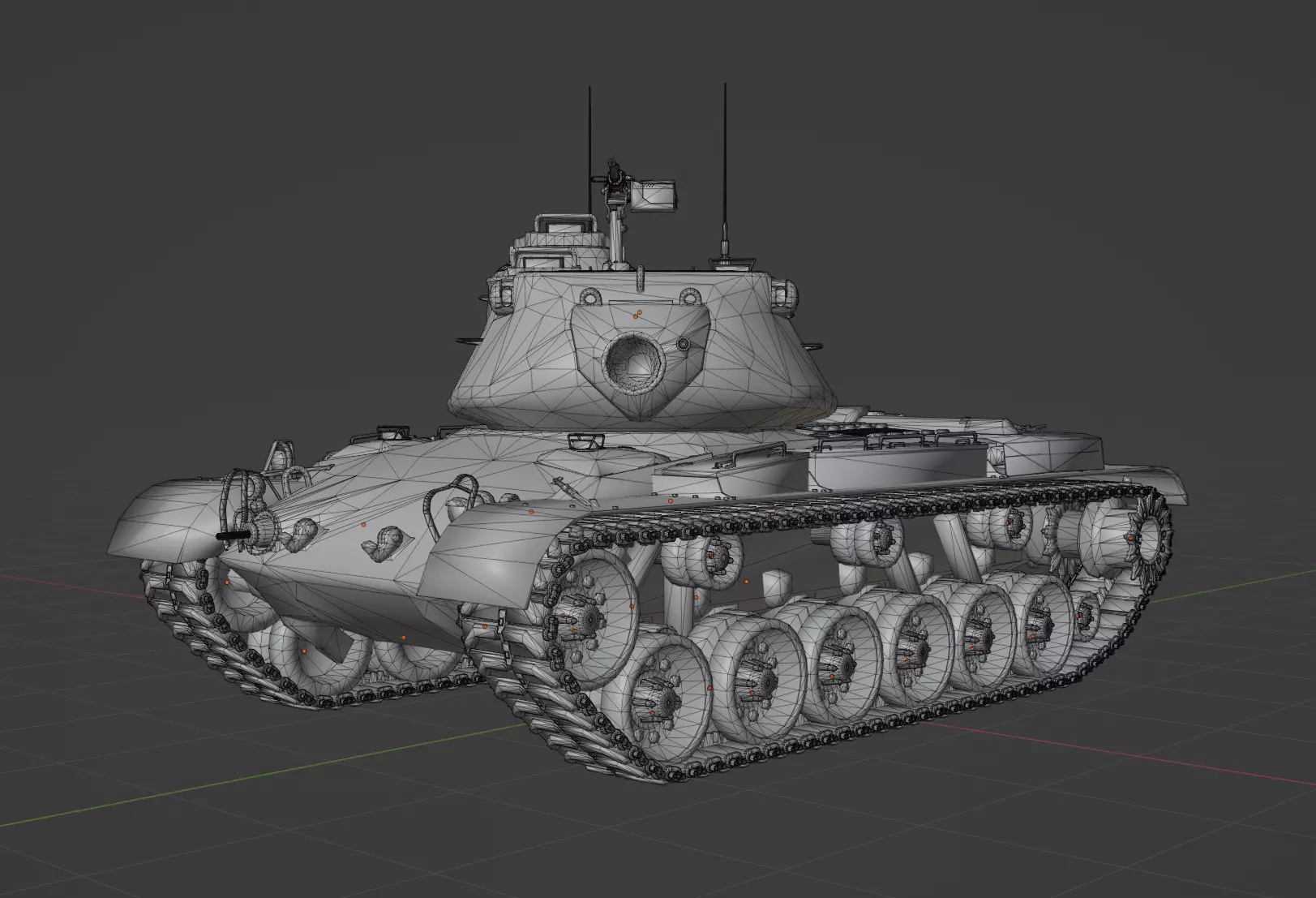 M47 Patton Low-poly 3D model_1