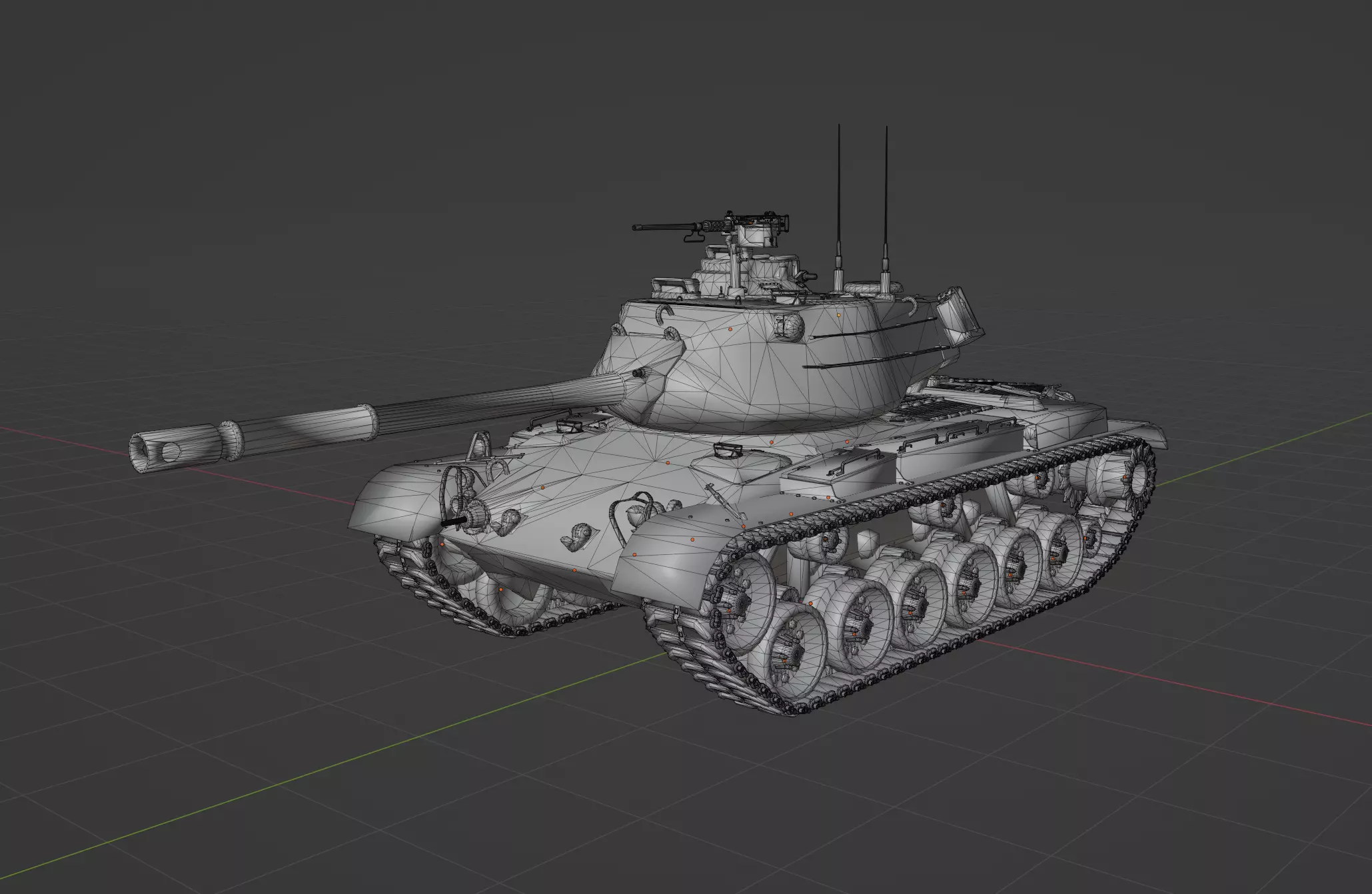 M47 Patton Low-poly 3D model_0