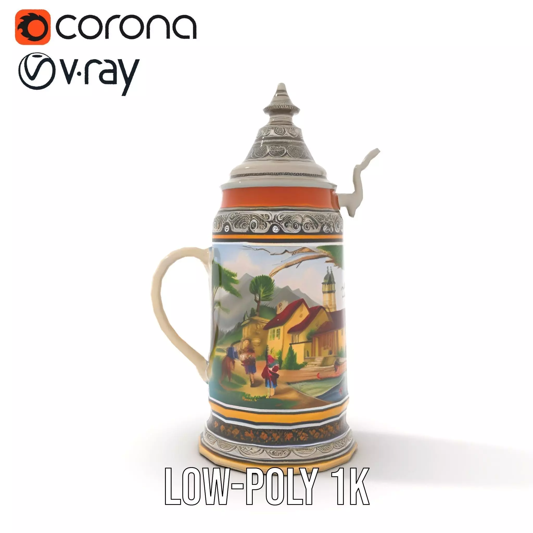 Decorative Beer Stein model pack Low-poly 3D model_9