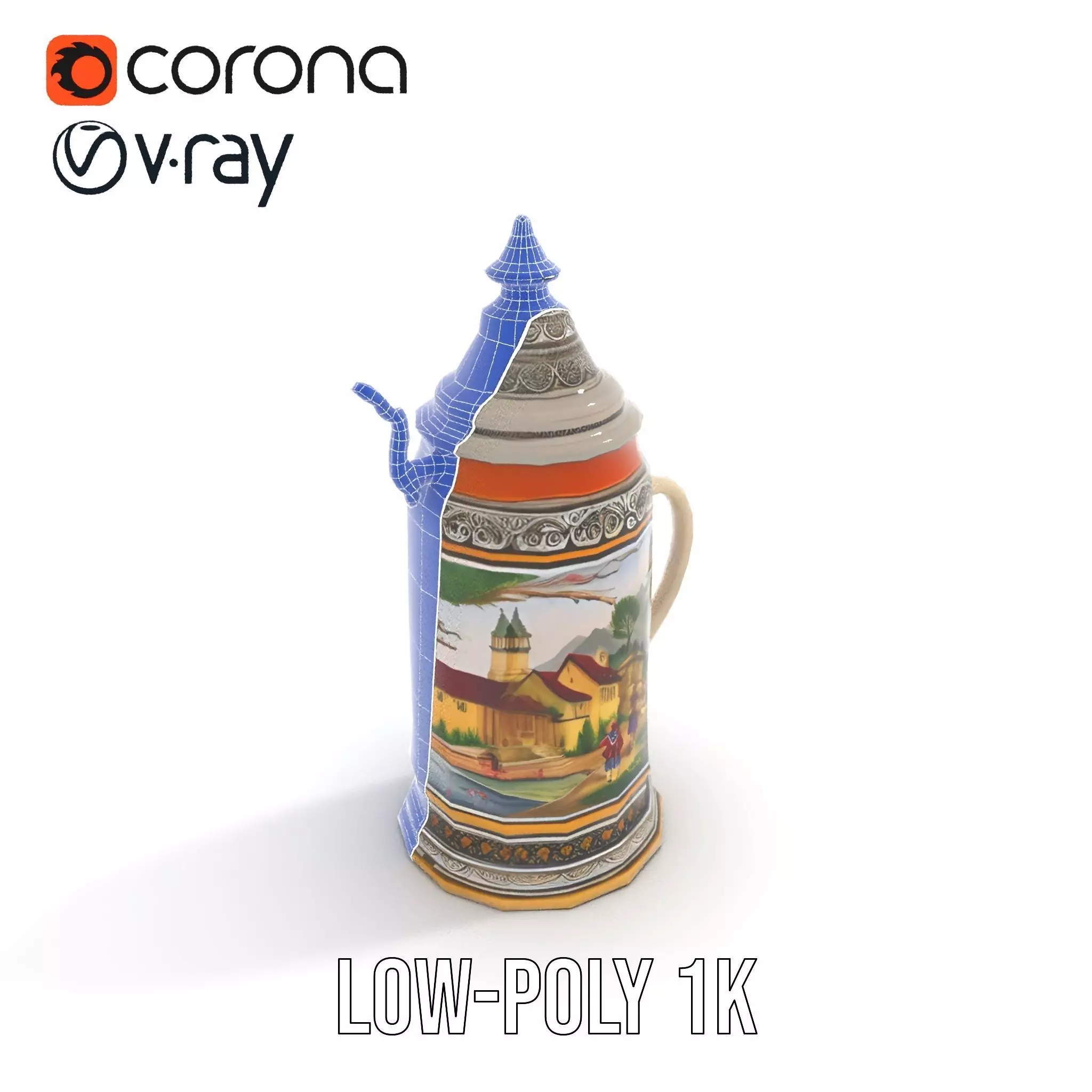 Decorative Beer Stein model pack Low-poly 3D model_14