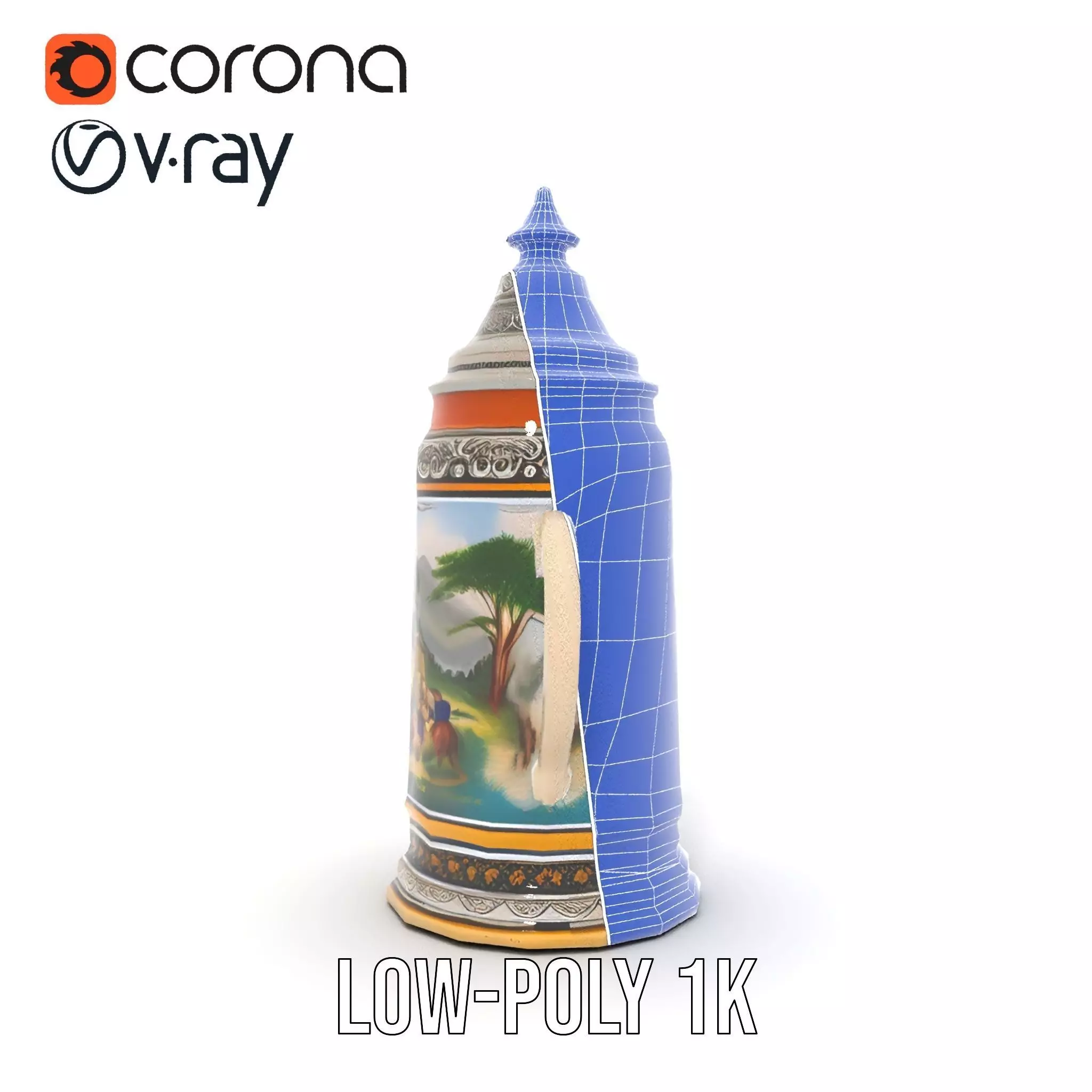 Decorative Beer Stein model pack Low-poly 3D model_30