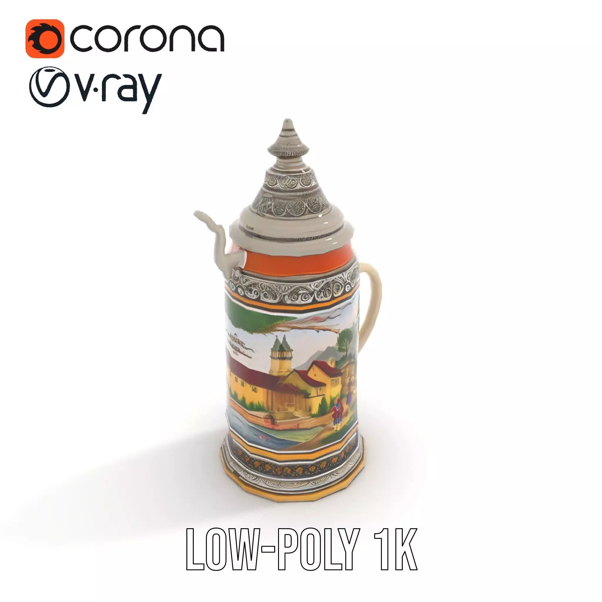 Decorative Beer Stein model pack Low-poly 3D model_12