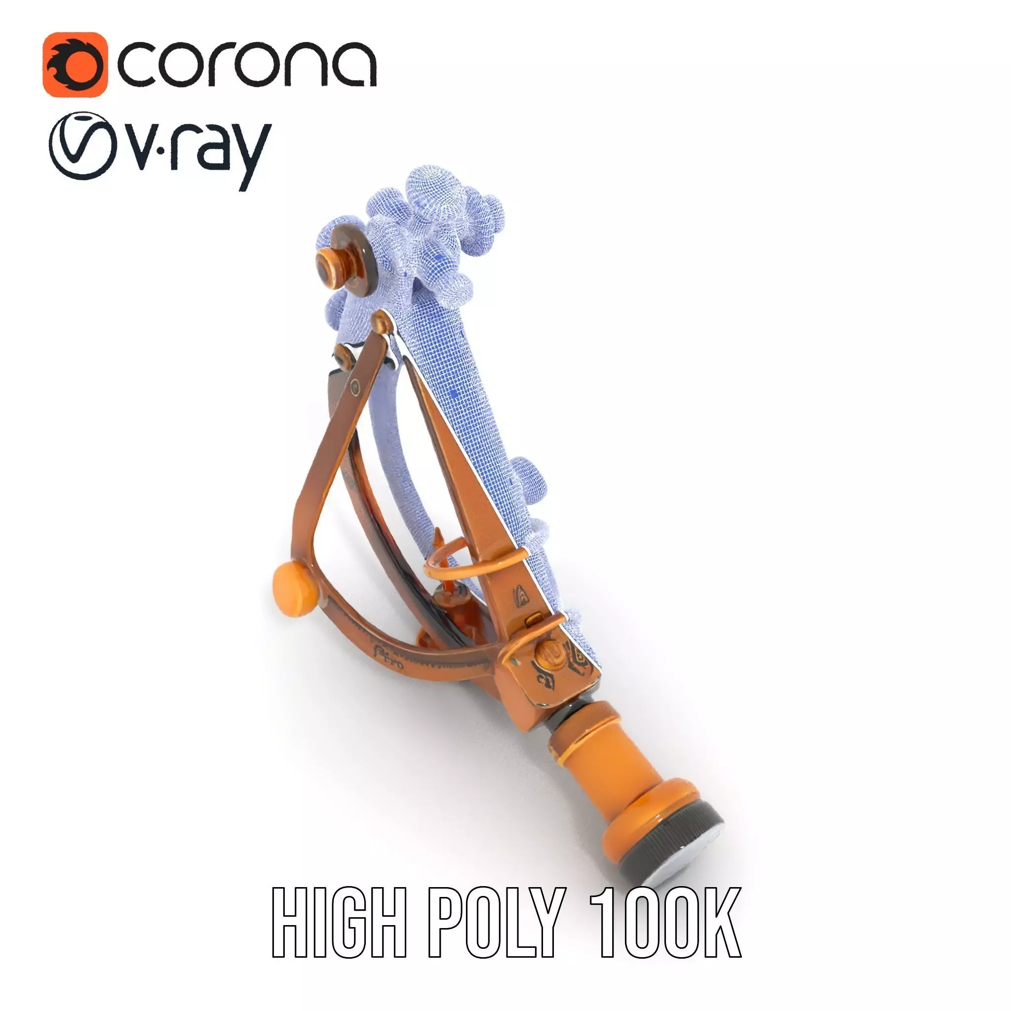 Vintage Brass Sextant model pack Low-poly 3D model_33