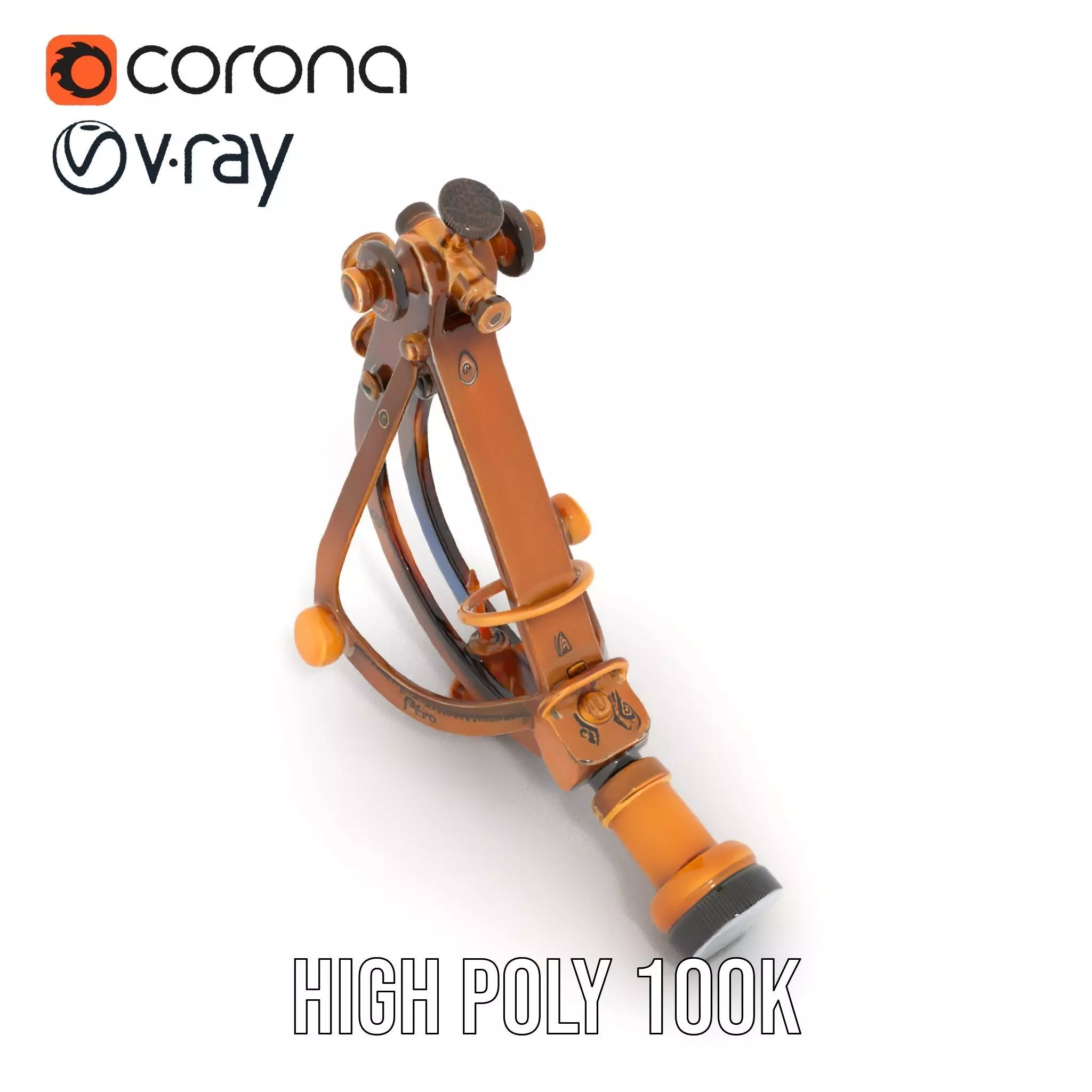 Vintage Brass Sextant model pack Low-poly 3D model_22