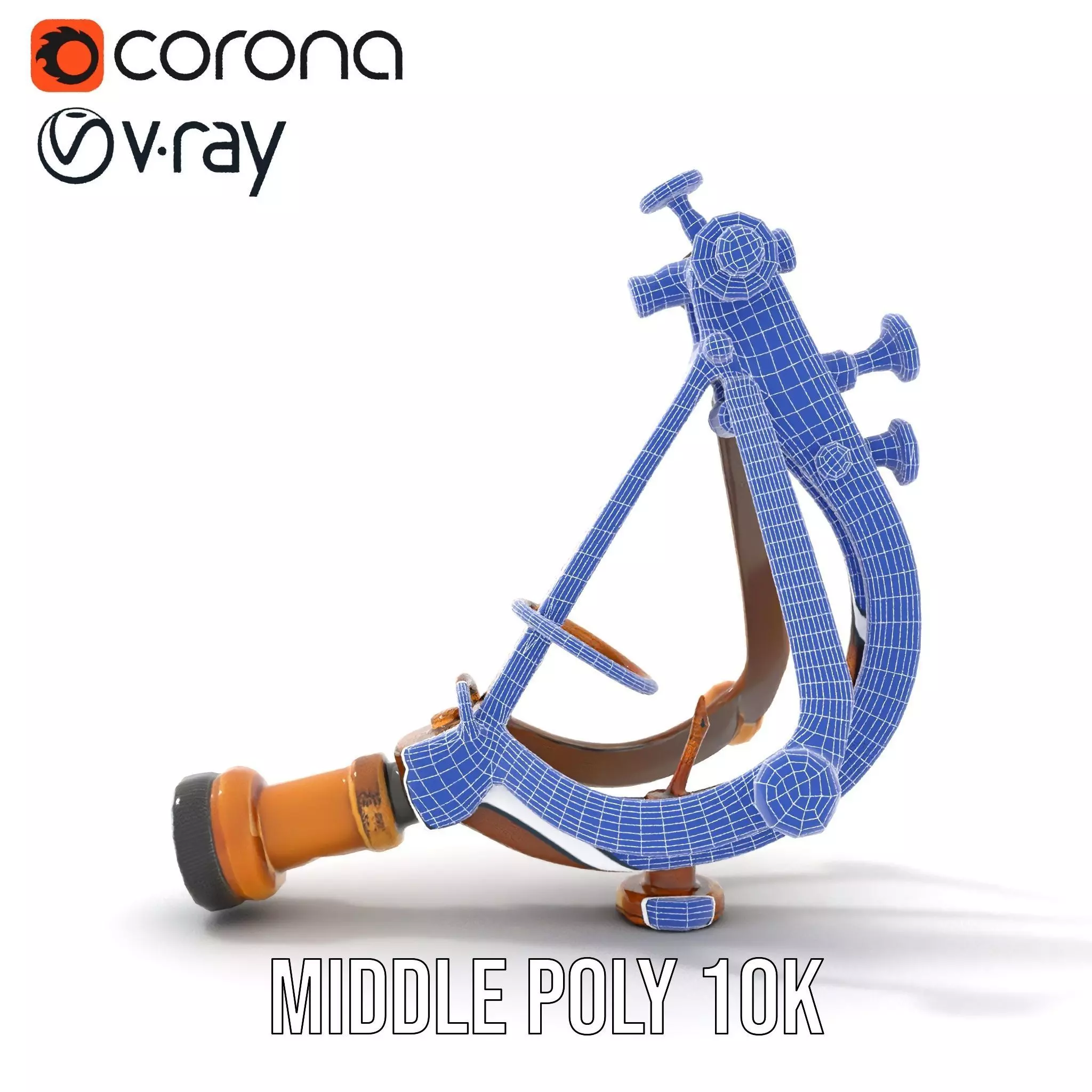 Vintage Brass Sextant model pack Low-poly 3D model_29