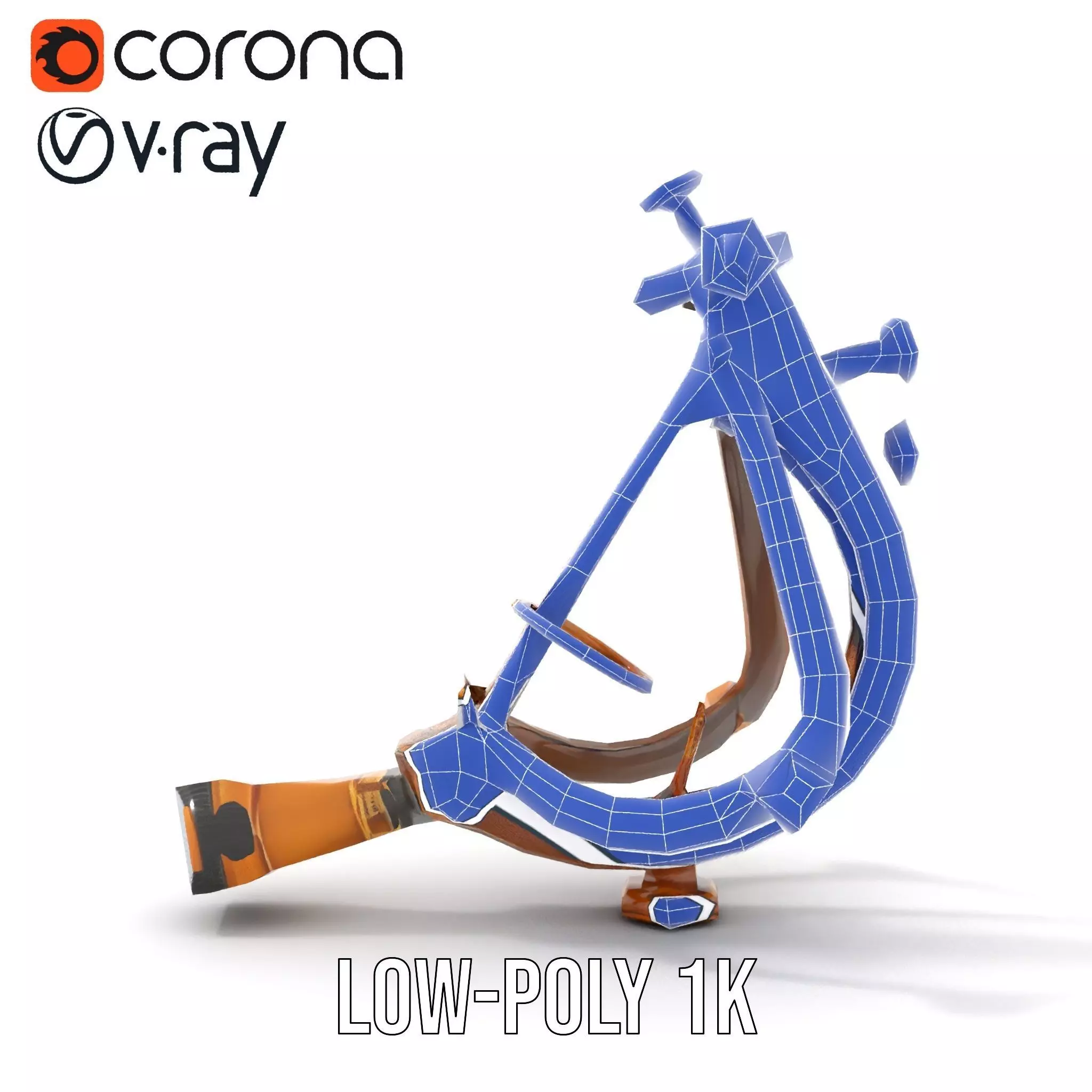 Vintage Brass Sextant model pack Low-poly 3D model_27