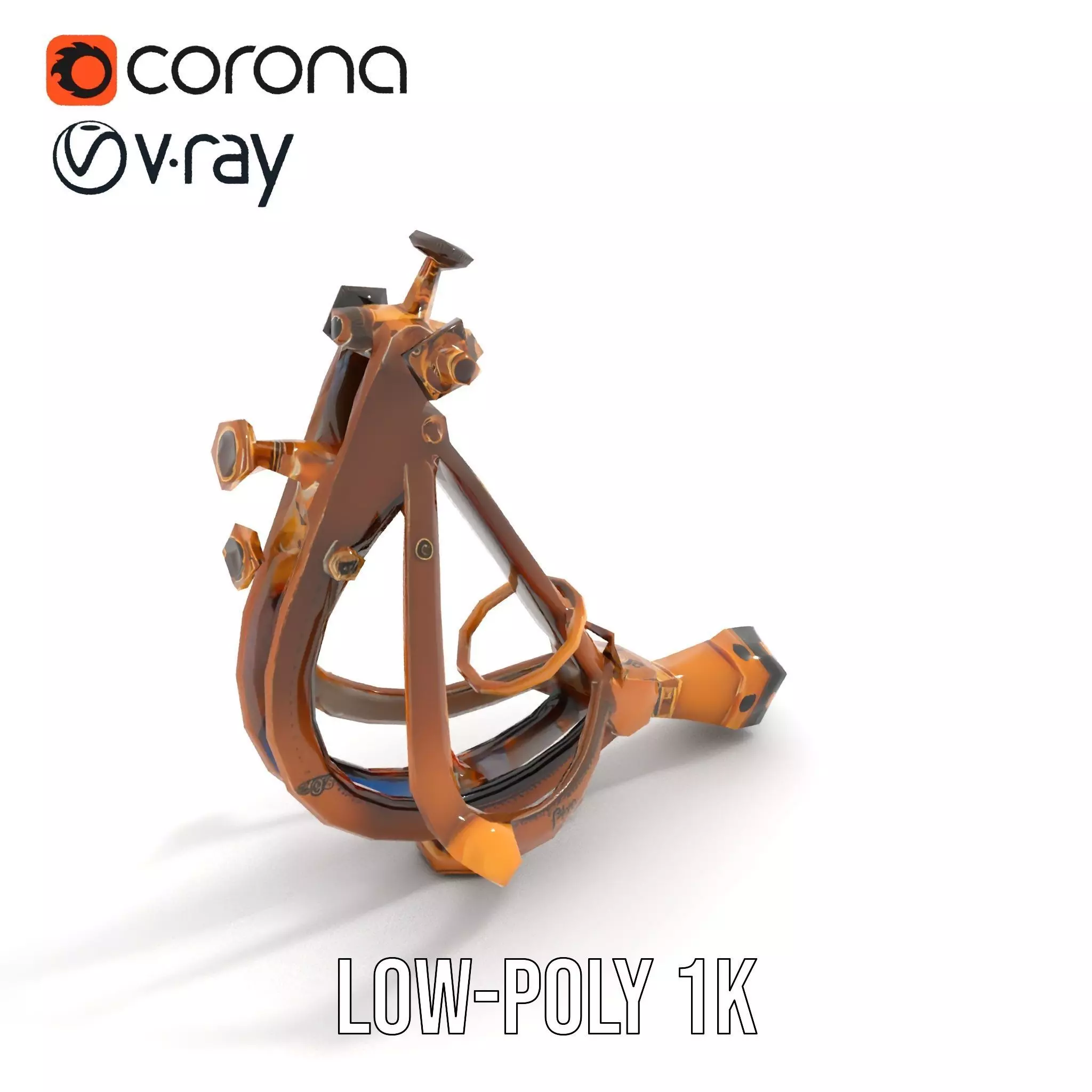 Vintage Brass Sextant model pack Low-poly 3D model_12