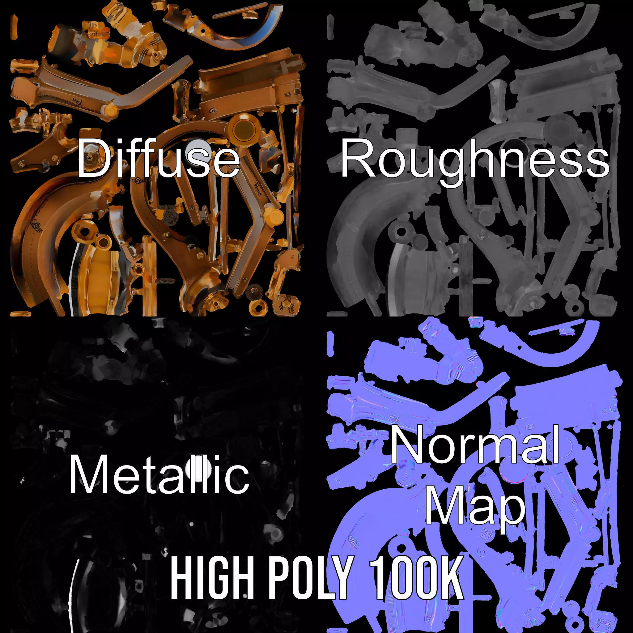 Vintage Brass Sextant model pack Low-poly 3D model_3