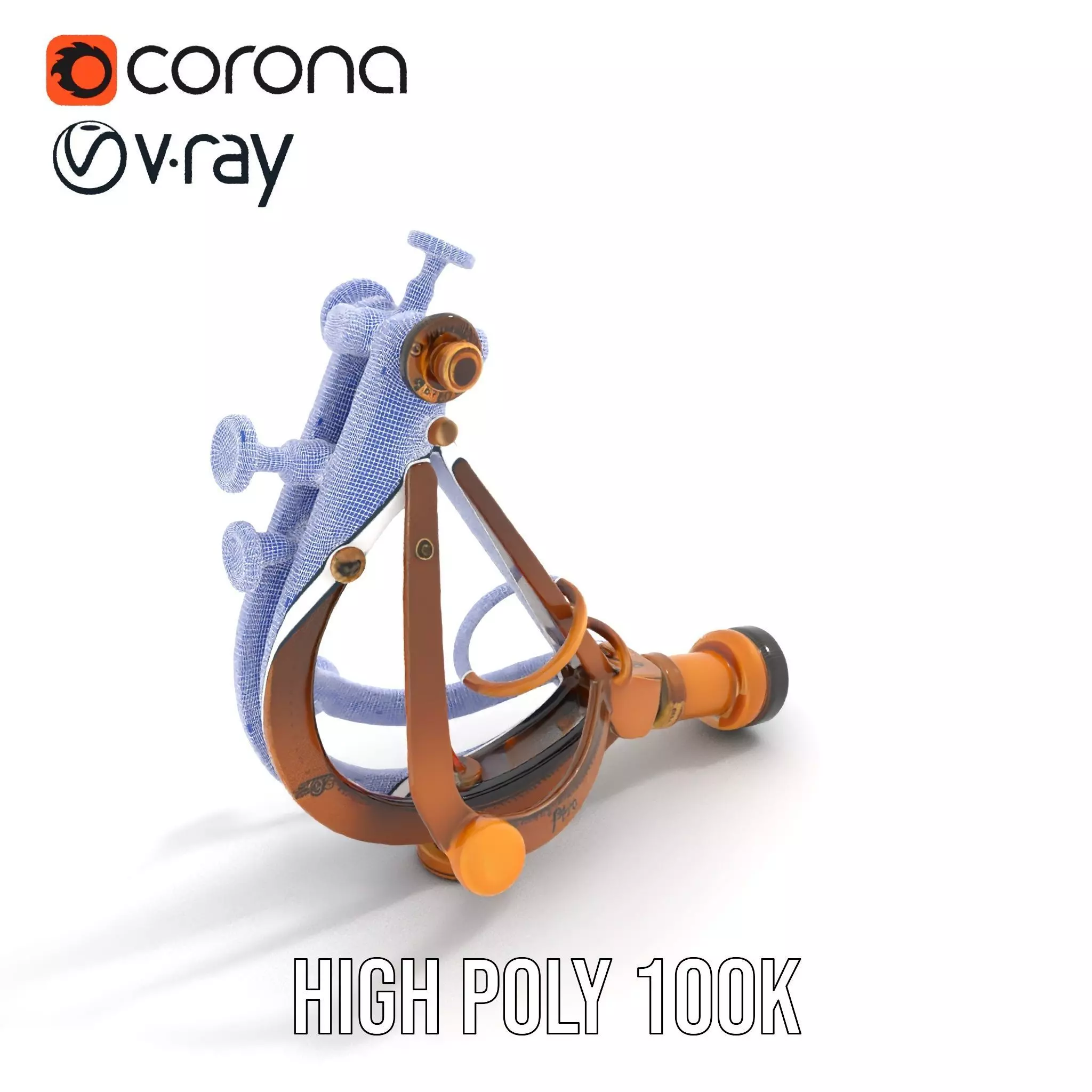 Vintage Brass Sextant model pack Low-poly 3D model_31